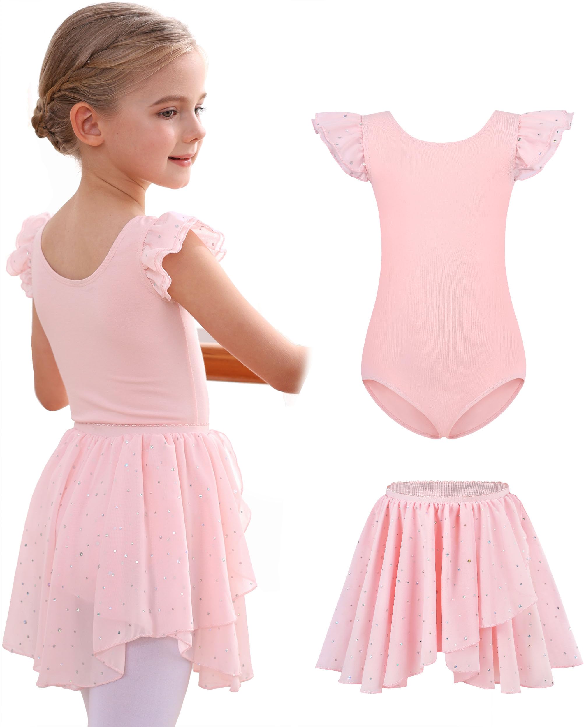 Toddler Girls Ballet Leotard Dress - MDNMD Long Skirt Ballerina Outfit for Dance Class & Performance | Perfect for Recitals, Practice, and Ballet Costume Parties