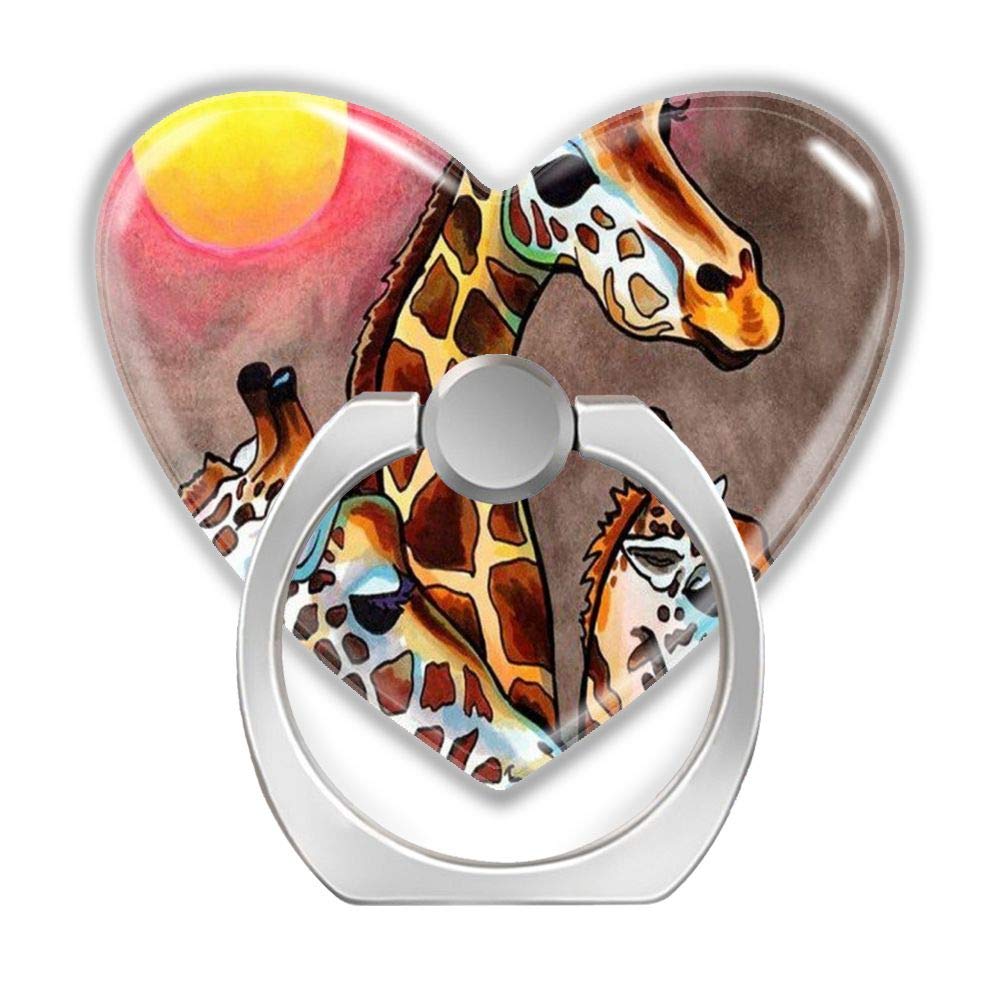 2 Pack Adhesive Phone Ring Holder - 360° Rotating Heart Shaped Grip Stand for Smartphones & Tablets | Multi-Colored Giraffe Design | Perfect for Hands-Free Viewing, Gaming & Selfies