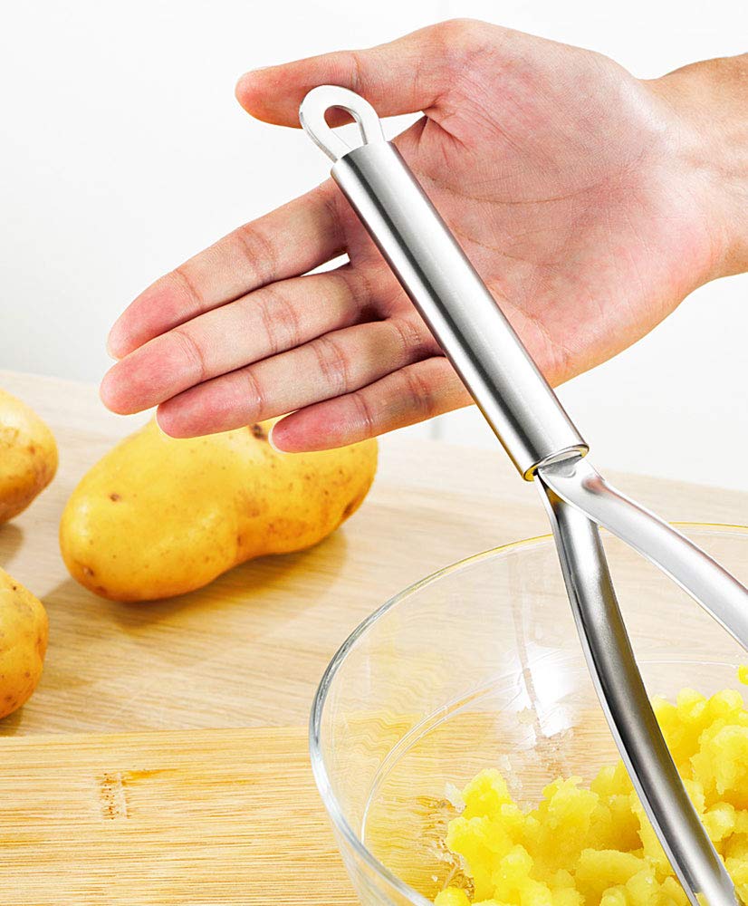 Premium Stainless Steel Potato Masher - Heavy Duty Kitchen Tool for Mashing Potatoes, Vegetables & Fruits - Perfect for Home Cooking, Meal Prep & Restaurant Use