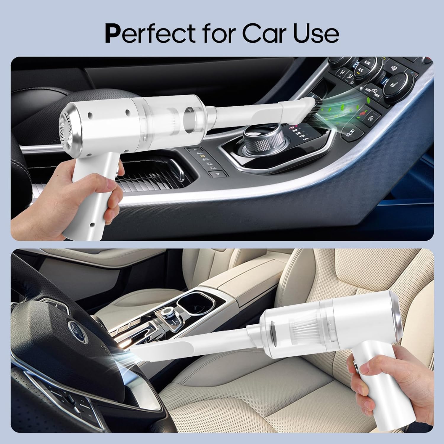 2 in 1 Wireless Mini Vacuum Cleaner - 120W High Power Rechargeable Handheld & Keyboard Vacuum with Brushless Motor | Perfect for Car Interior Cleaning, Home Office & Computer Maintenance (White)
