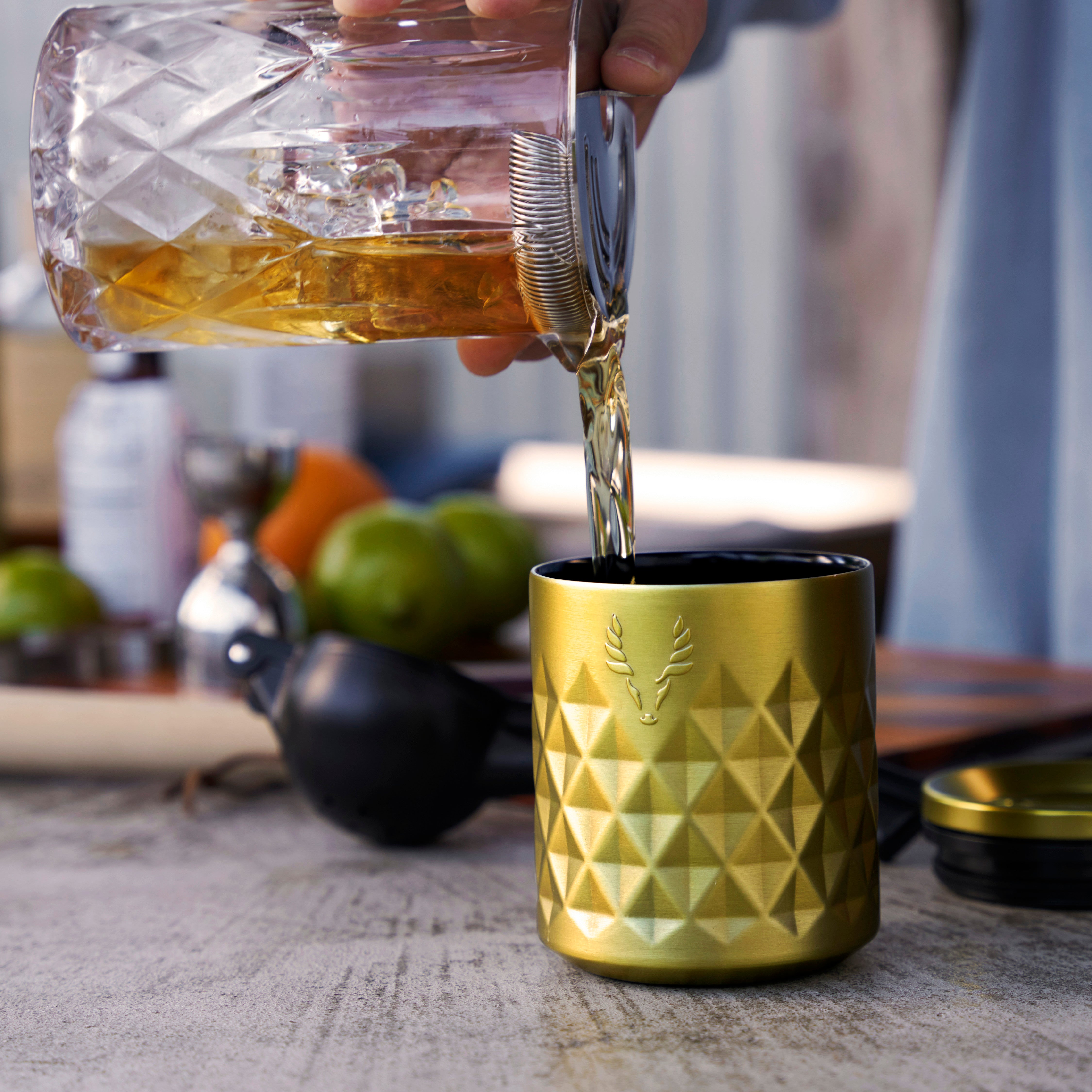 Premium Stainless Steel Gold Rocks Tumbler - Insulated Whiskey & Cocktail Glasses for Bourbon, Scotch & Iced Coffee - Perfect for Home Bar, Gifts & Outdoor Adventures