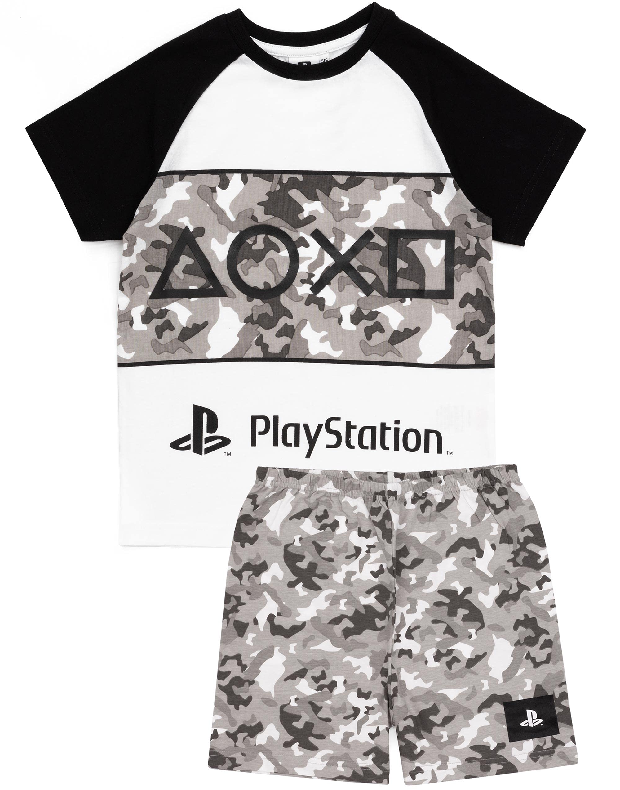 **PlayStation Pajamas for Boys - Camo Print Game-Themed Sleepwear (Long & Short Sleeve Options) - Perfect for Gaming Nights & Sleepovers**