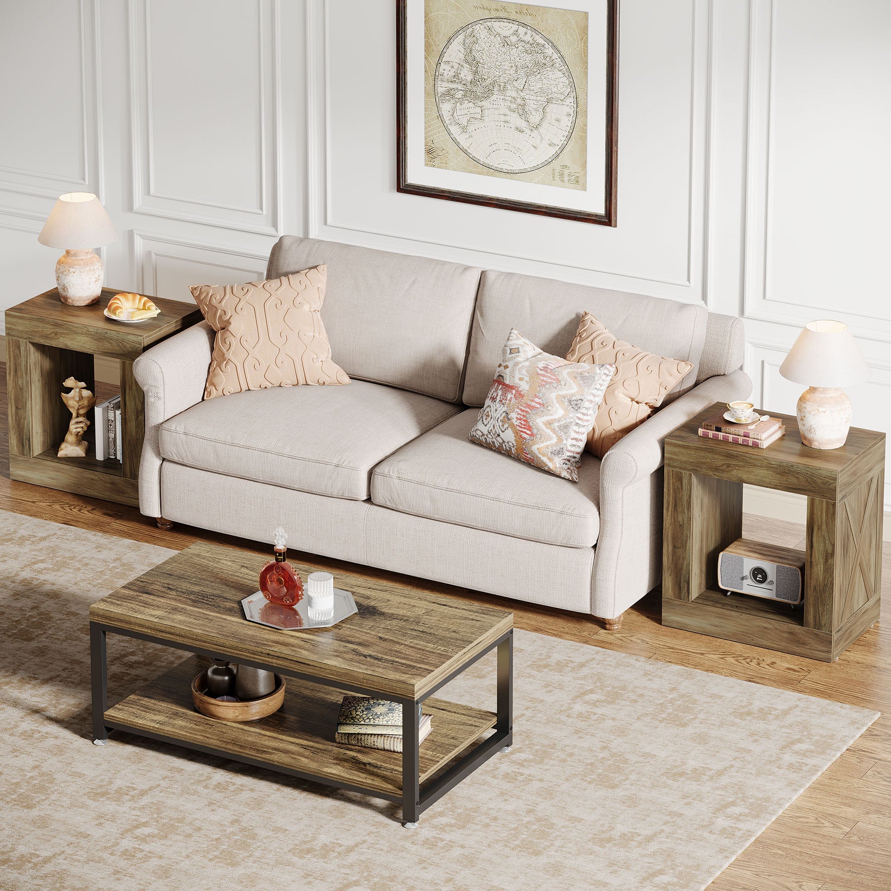 Modern Wooden End Table with Storage - Small Sofa Side Table for Living Room, Bedroom & Office - Perfect for Holding Books, Lamps & Decor