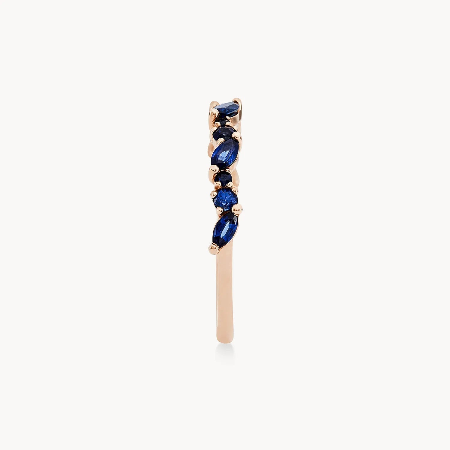 14K Rose Gold Reverie Band with Genuine Blue Sapphire - Elegant Stackable Ring for Women, Perfect for Weddings, Anniversaries & Everyday Wear