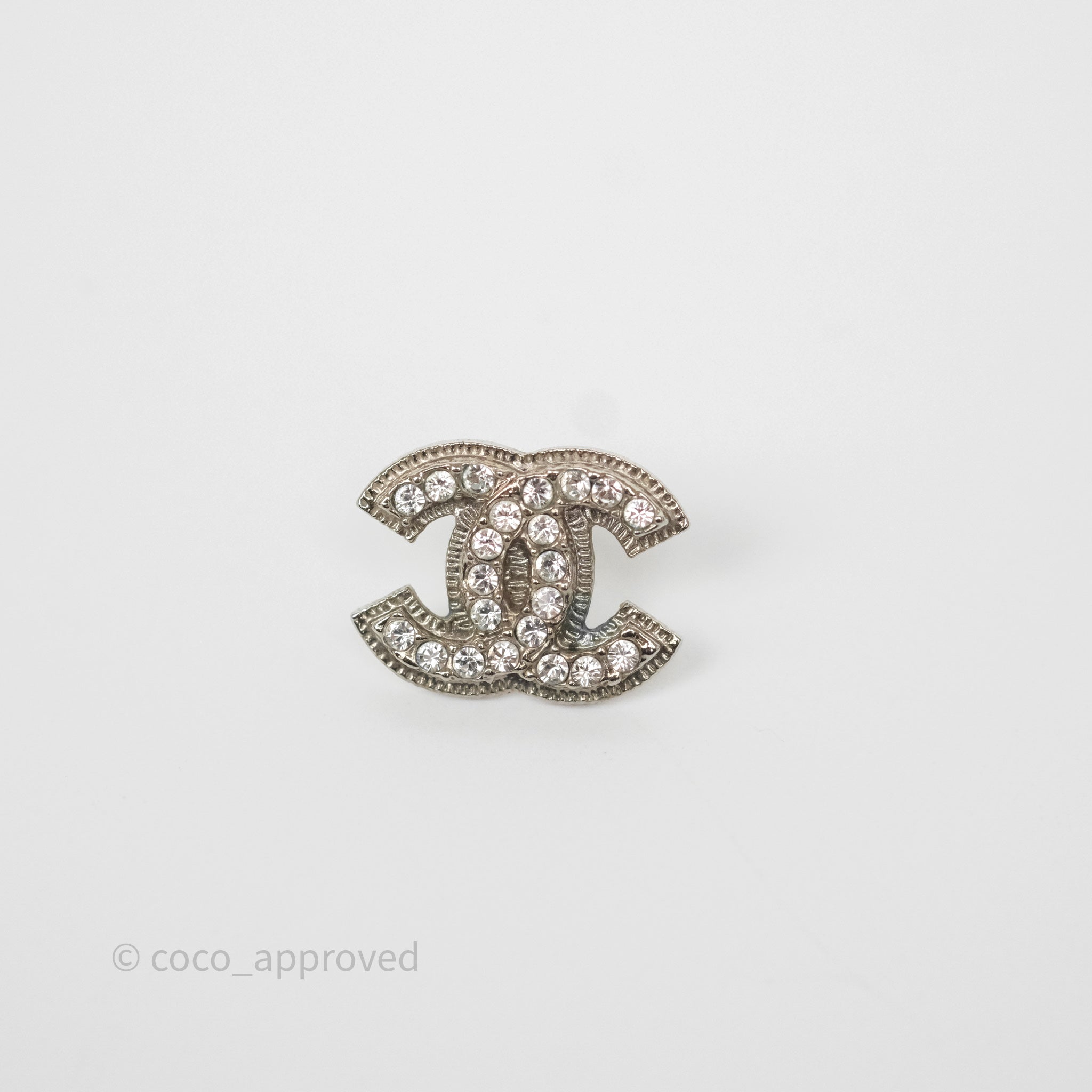 Chanel CC Crystal Stud Earrings in Silver Tone - 13V | Elegant Fashion Jewelry for Women, Perfect for Parties, Weddings & Special Occasions