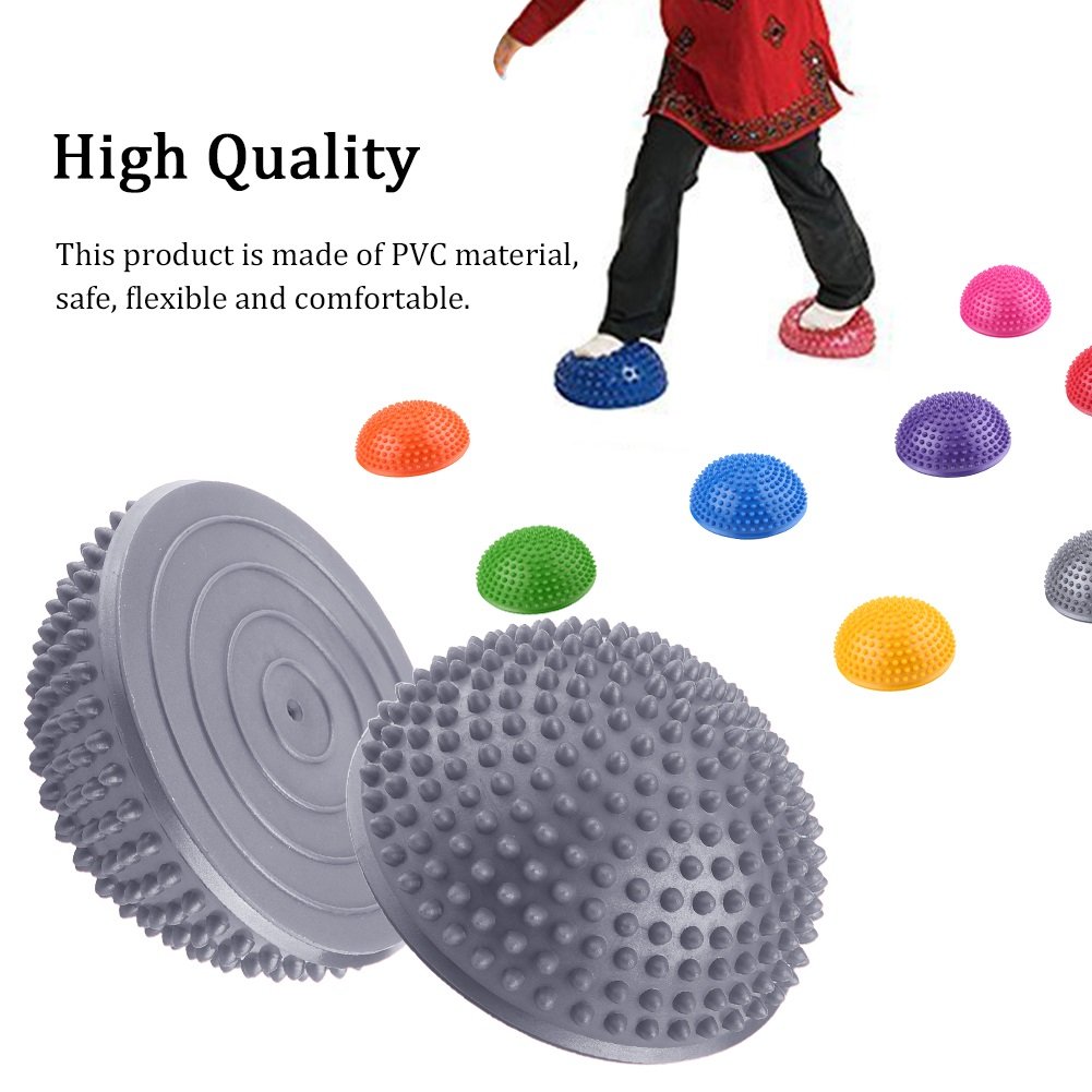 VGEBY 2-Pack Balance Pods - Half Ball Massage Foot Trainer for Yoga, Pilates, Gymnastics & Sports - Silver Spiky Hedgehog Texture for Stability & Reflex Training - Perfect for Home Gym, Physical Therapy & Fitness Enthusiasts