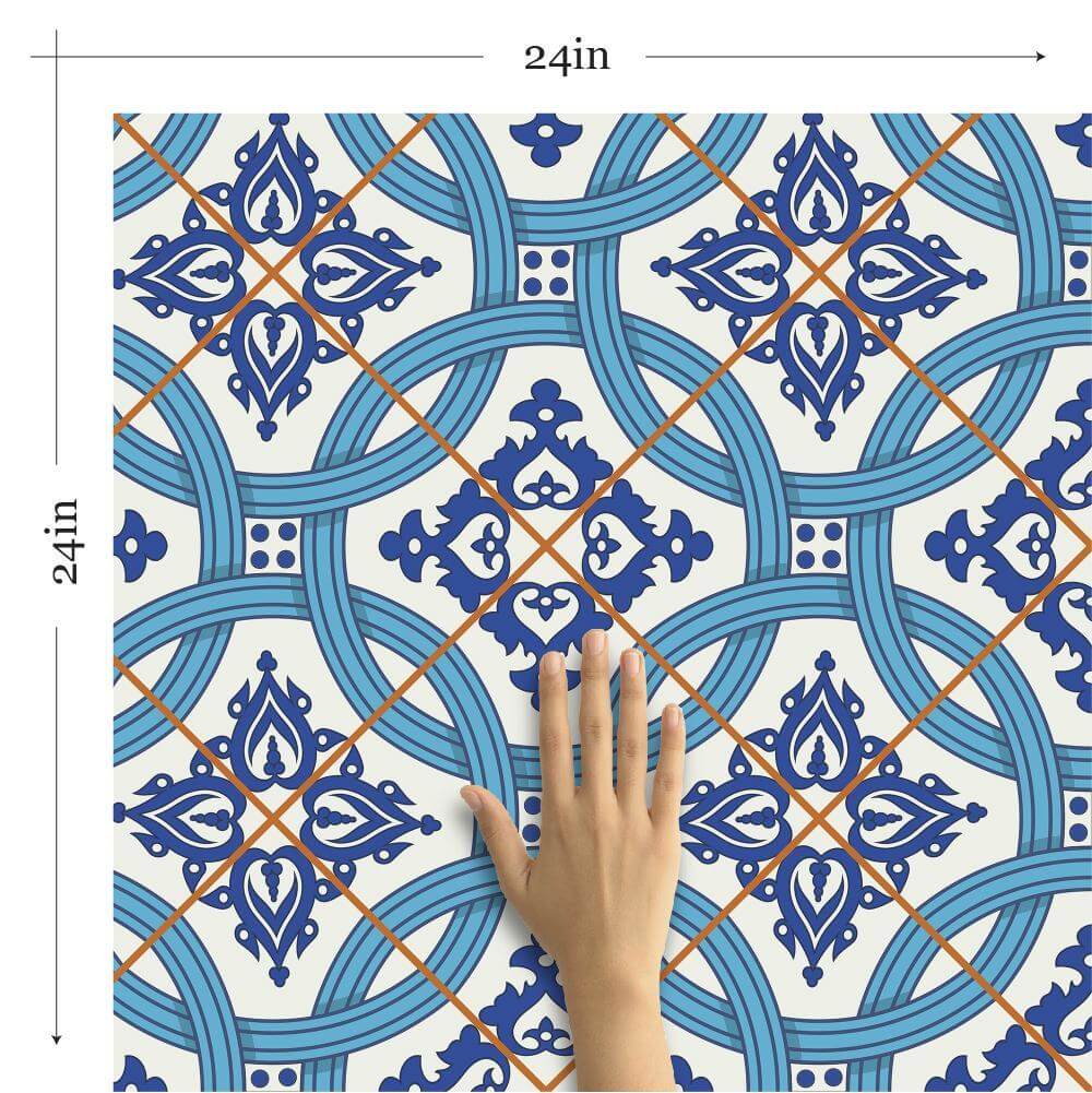 Blue Global Tile Adhesive Peel and Stick Removable Wallpaper 0610 - Self-Adhesive Wall Tiles for Kitchen Backsplash, Bathroom, and Home Decor