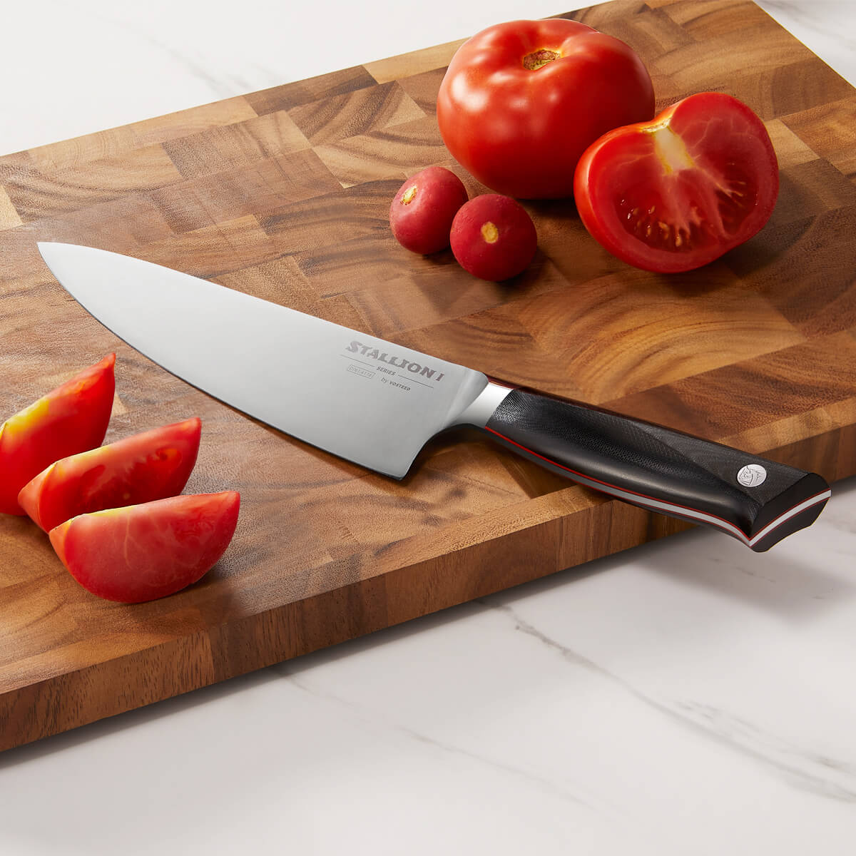 Stallion I 8-Inch Chef's Knife - Professional Kitchen Knife for Precise Chopping, Slicing & Dicing - Perfect for Home Cooks & Professional Chefs - Ideal for Vegetables, Meat & Herbs