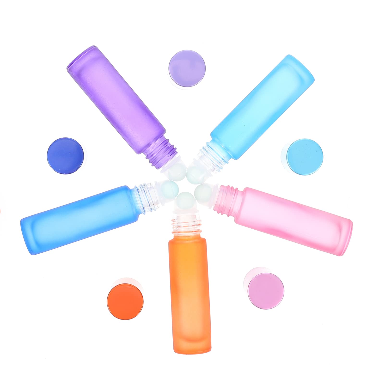 FOMIYES 10 Pack 10ml Essential Oil Roller Bottles - Glass Refillable Roll-On Bottles for Aromatherapy, Perfume & DIY Blends | Travel & Home Use