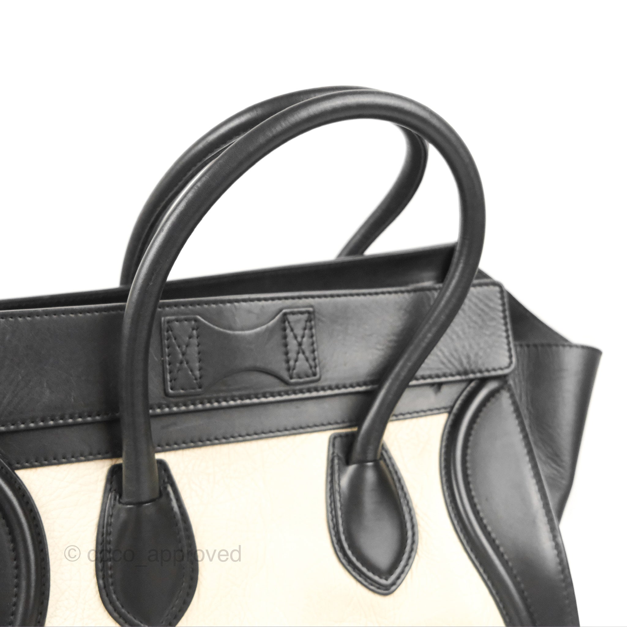 Celine Mini Luggage Bag in Black & White Aged Calfskin Leather - Perfect for Work, Travel & Everyday Luxury Handbag