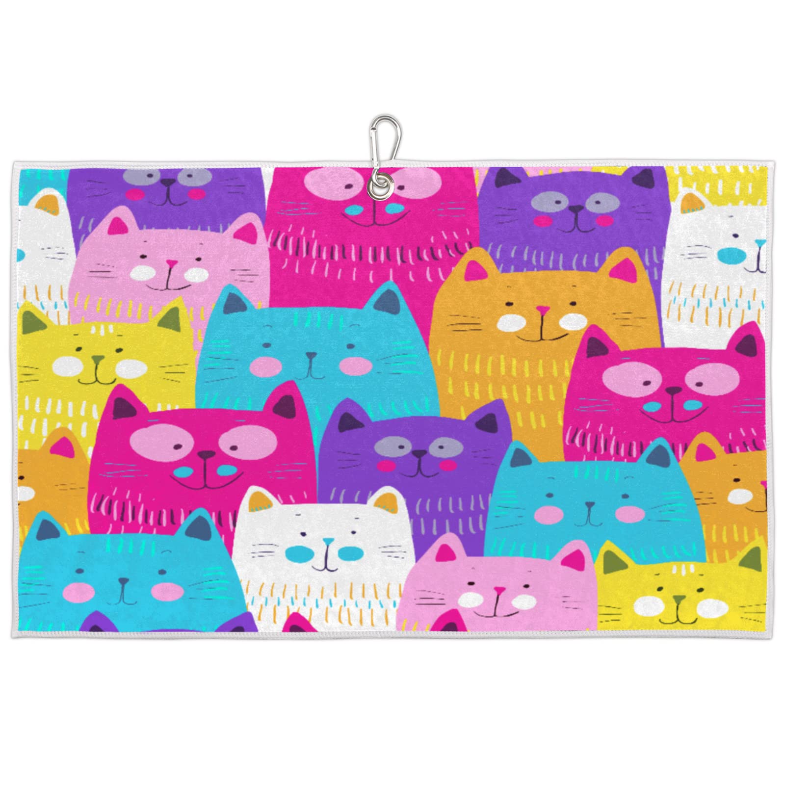 Pardick Cat Golf Towel for Men & Women - Cute, Colorful Microfiber Fabric, 24 x 15 Inches, Funny Golf Gift for Fans | Perfect for Golf Courses, Driving Ranges & Sports Enthusiasts