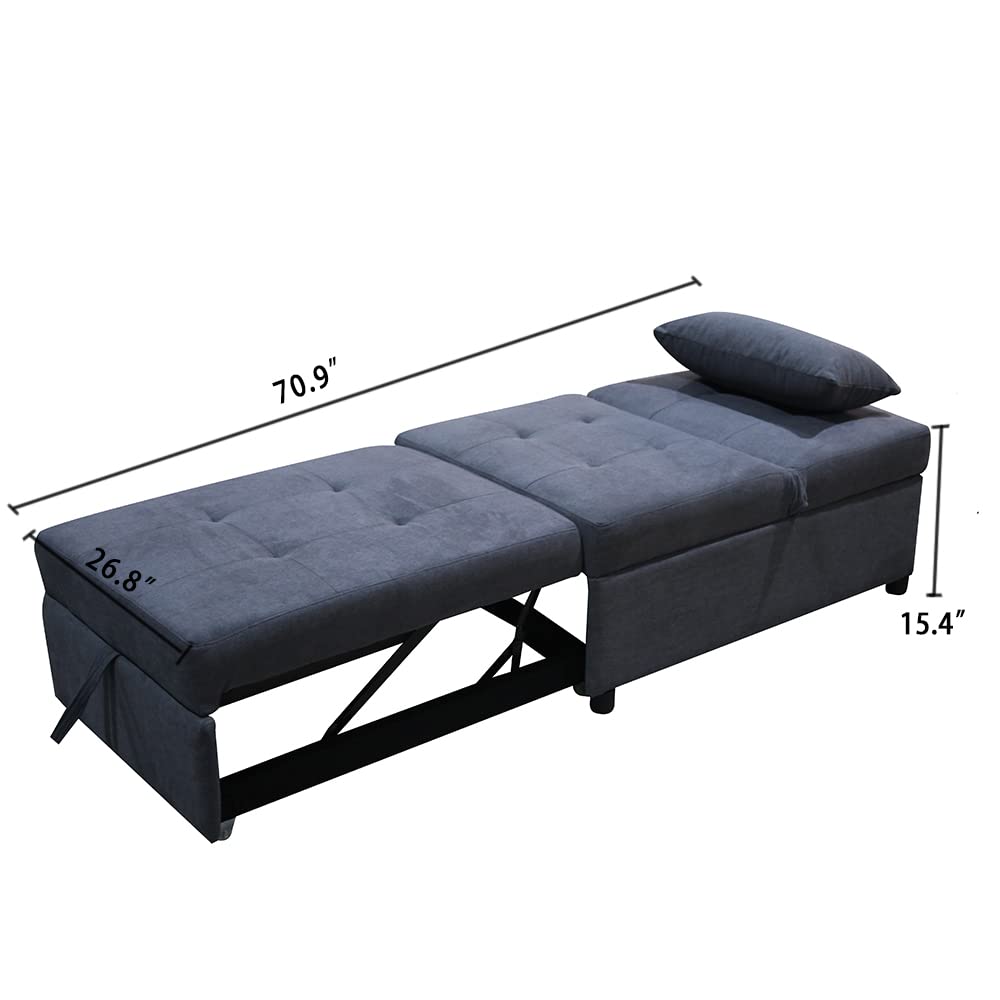 Antetek 4-in-1 Convertible Chair Bed - Multi-Functional Folding Ottoman Sofa Bed with Adjustable Backrest, Space Saving Sleeper Chair for Small Apartments, Guest Room & Dorm (Dark Grey) | Perfect for Overnight Guests, Studio Living & Compact Spaces
