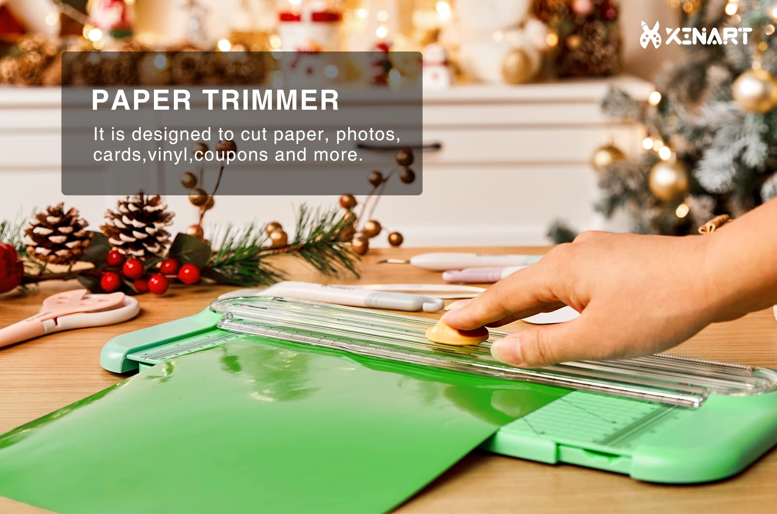 Xinart A4 Paper Trimmer & Craft Tool Kit - Precision Knife, Weeder, Scraper, Spatula, Tweezers & Scissors for Vinyl Cutting, Scrapbooking, Card Making, Photo Albums & Label Projects - Essential DIY Craft Supplies for Paper, Coupons & Cardstock