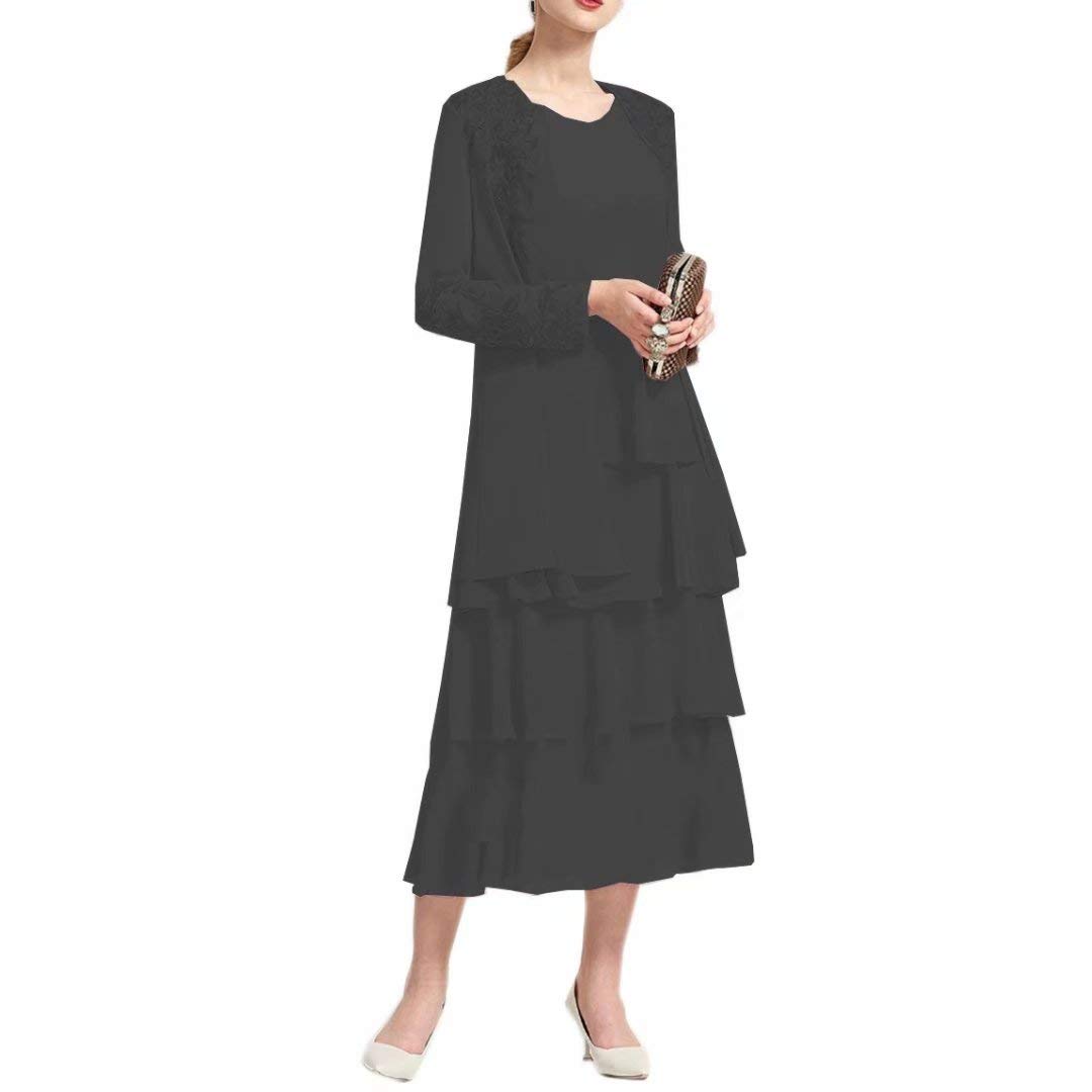 Elegant Ci-ONE Women's Two-Piece Mother of The Bride Dress - Chiffon Formal Evening Gown with Jacket for Weddings, Cocktail Parties & Special Occasions