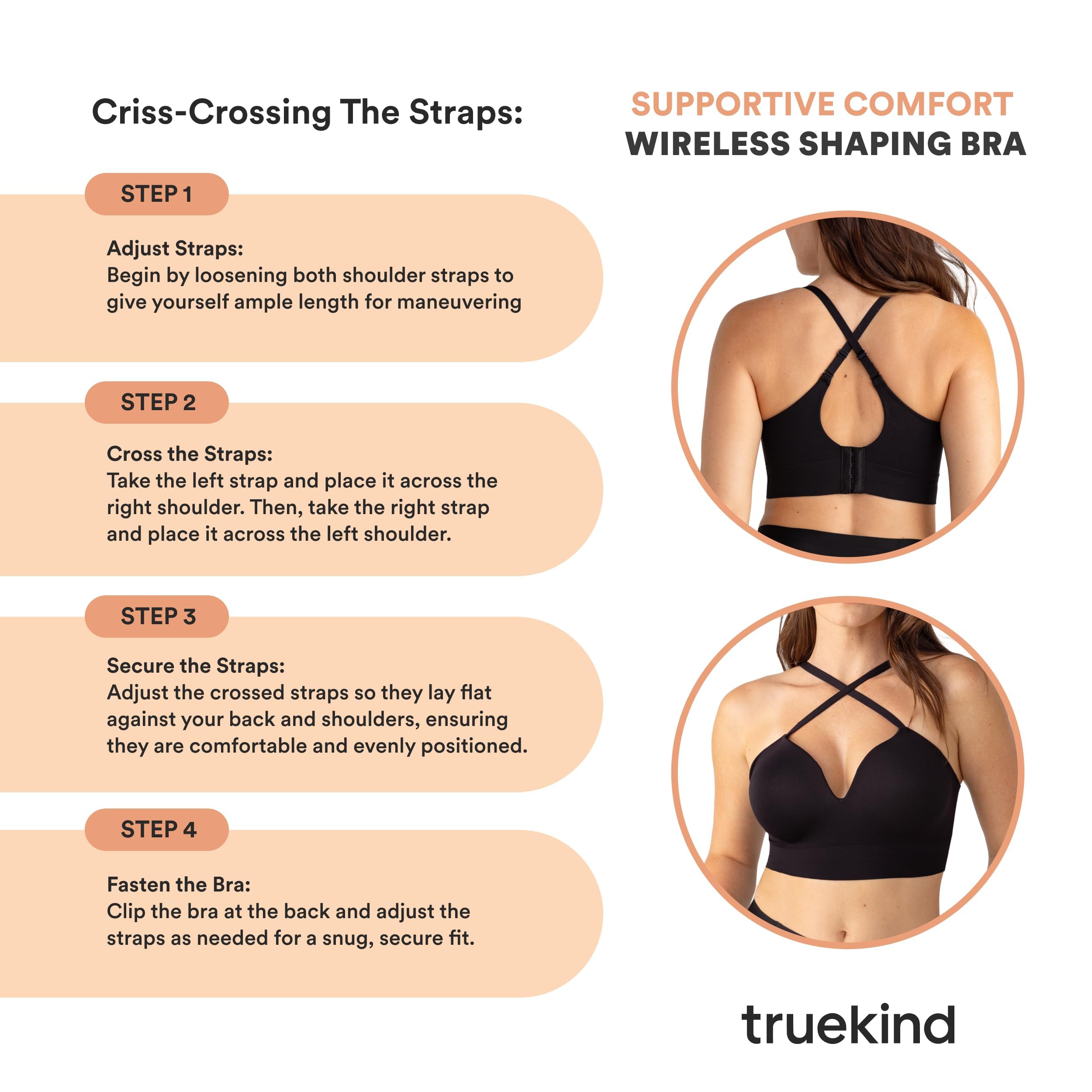 Truekind Wireless Bras for Women - No Underwire, Seamless Comfort, Plus Size Adjustable Bralette - Perfect for Yoga, Lounge & Everyday Wear