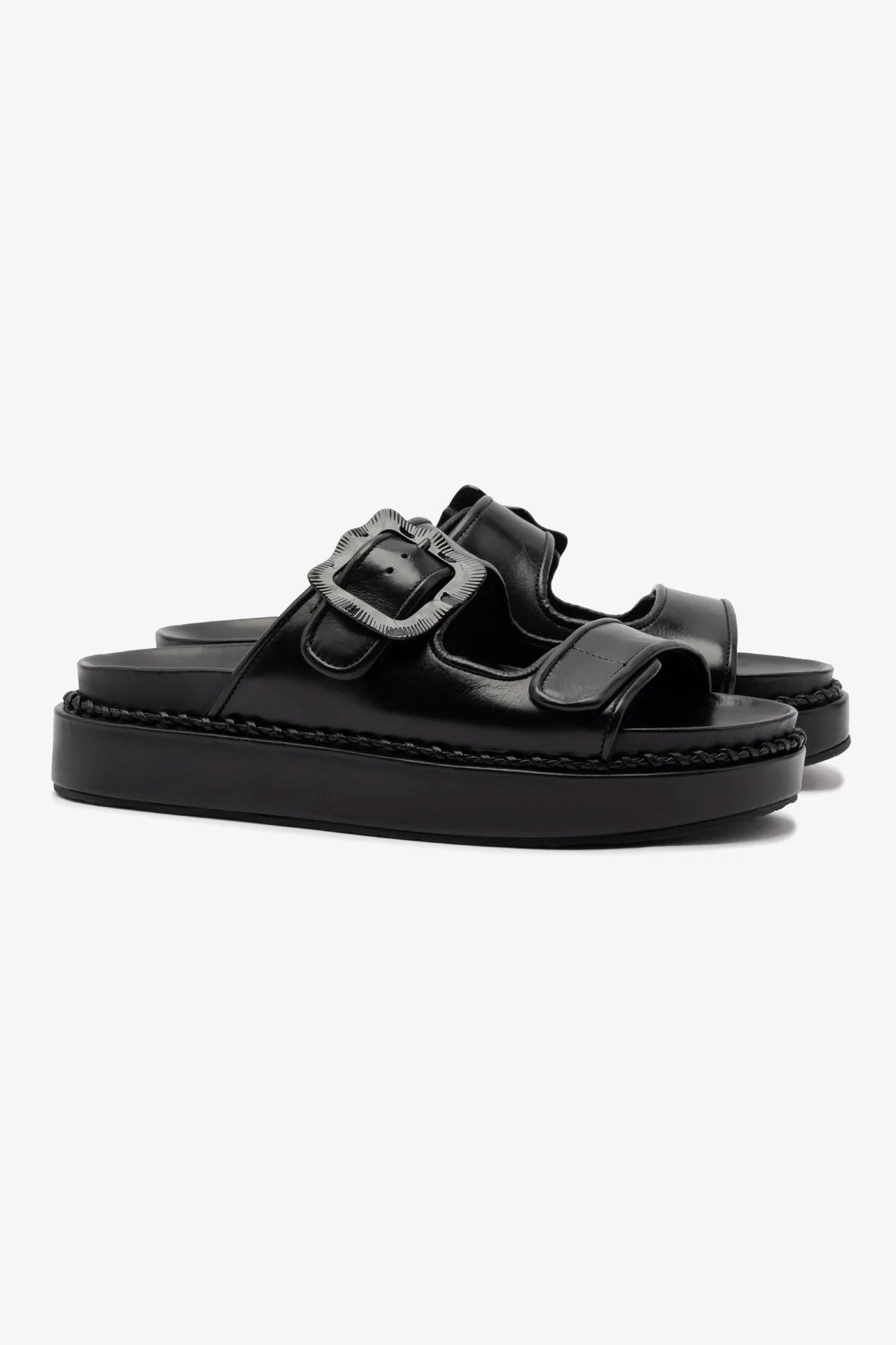 Premium Maui Slide Sandals in Black Leather - Comfortable & Stylish for Beach, Travel & Casual Wear