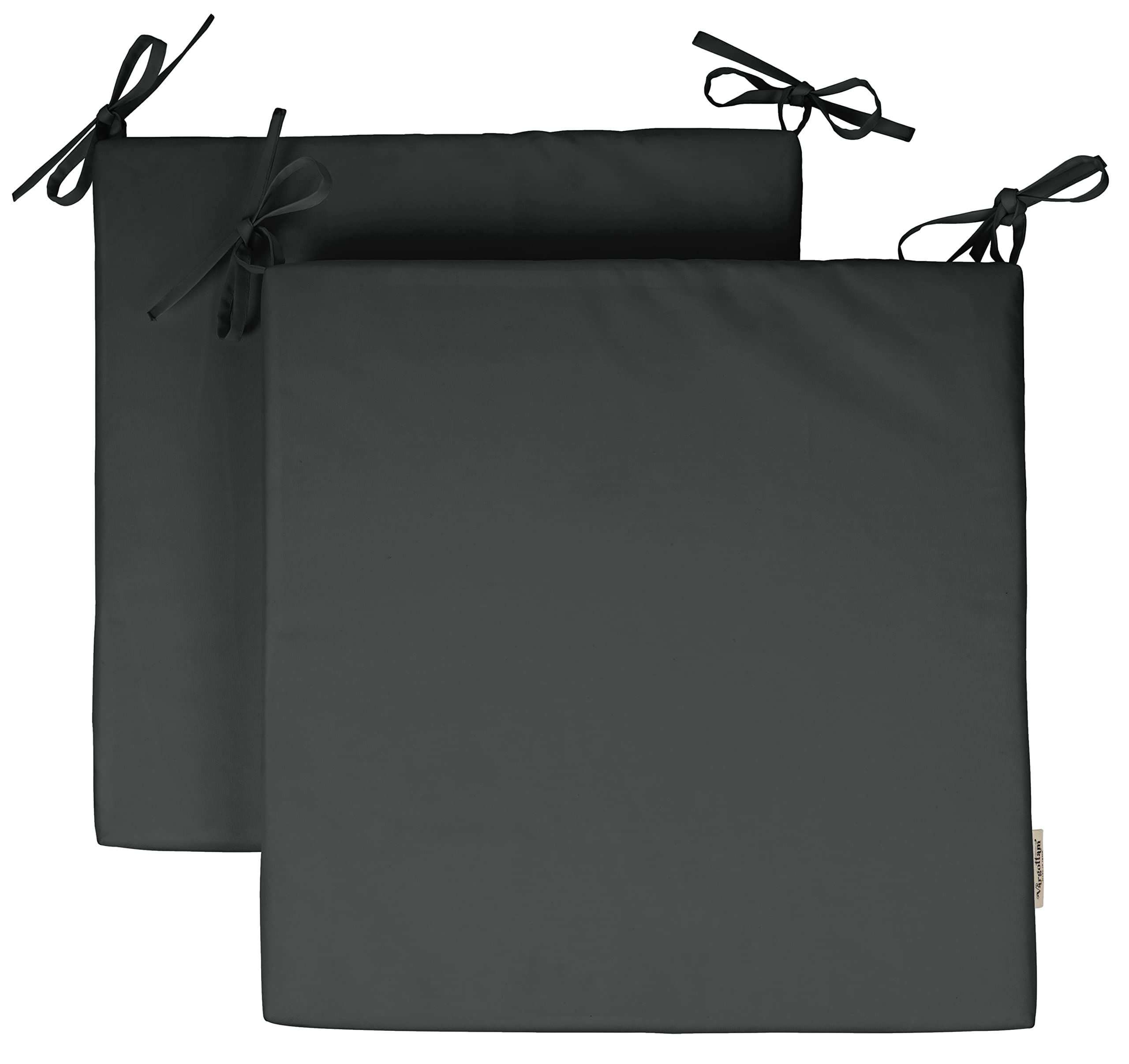 20x20 Inch Indoor/Outdoor Square Chair Cushions with Ties - Set of 2 Dark Gray Patio Seat Cushions for Garden Furniture, Deck Chairs & Home Decor | Weather-Resistant & Comfortable for Backyard, Porch & Poolside Use