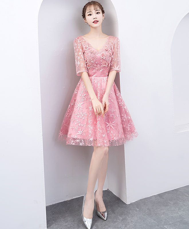 Elegant Pink Tulle Lace Short Prom Dress | Homecoming Party Gown | Perfect for Prom Night, Sweet 16, Quinceañera & Formal Dances