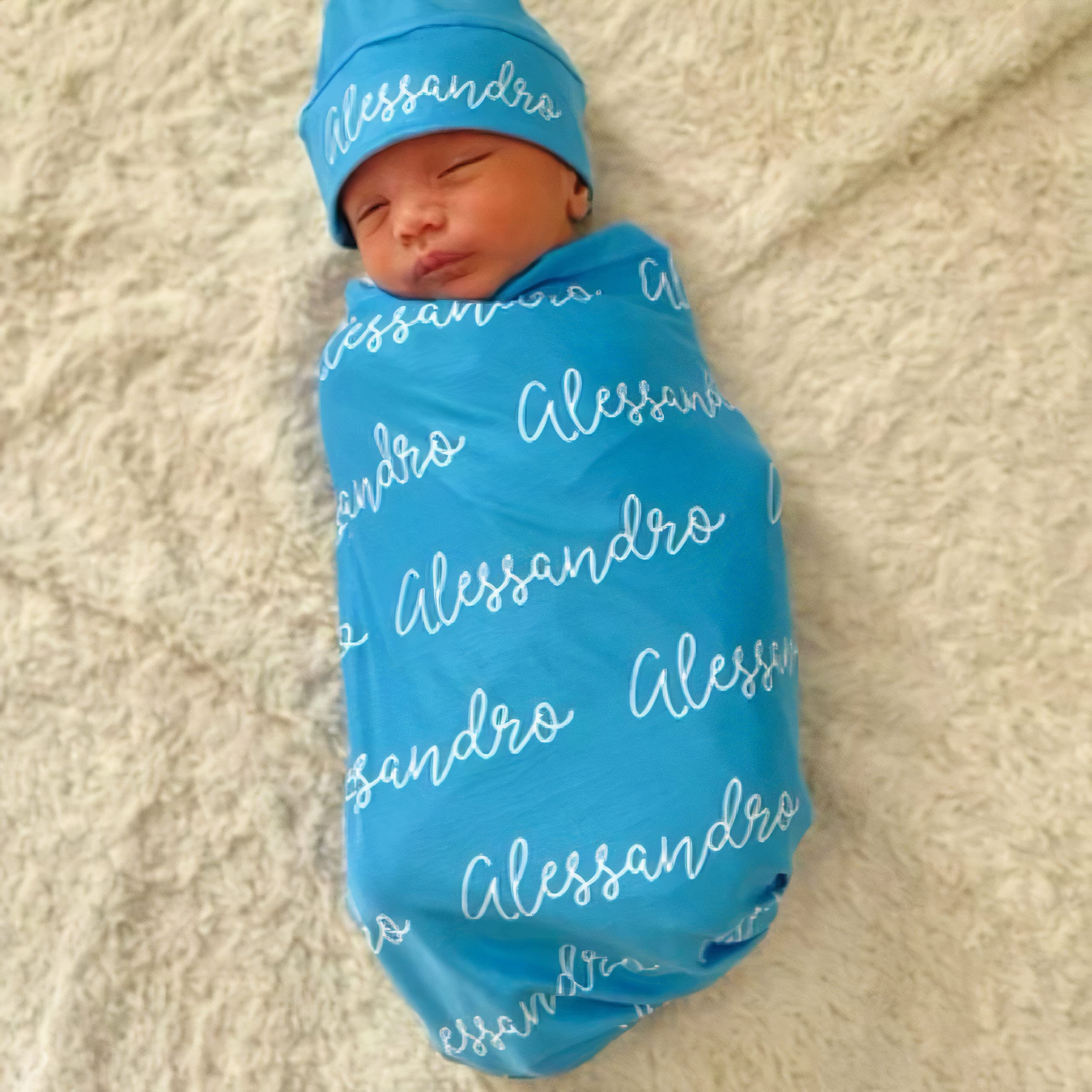 Personalized Baby Blanket with Name - Custom Embroidered Swaddle Blanket for Newborn Girls & Boys | Soft Monogram Blanket for Nursery, Christening Gift & Baby Shower (MPDHG1754-MBBlack)