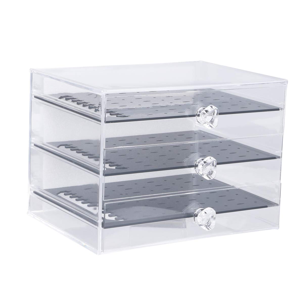 Clear Acrylic Jewelry Organizer - Earring Display Case with Storage Drawers, Jewelry Tray & Box for Necklaces, Rings & Bracelets - Perfect for Bedroom, Bathroom & Travel Accessory Organization
