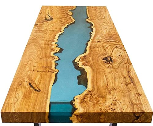 Handmade Epoxy Resin River Table with Live Edge Wood - Natural Wood Dining Table for Kitchen, Living Room & Office - Unique Epoxy Resin Furniture for Modern Home Decor