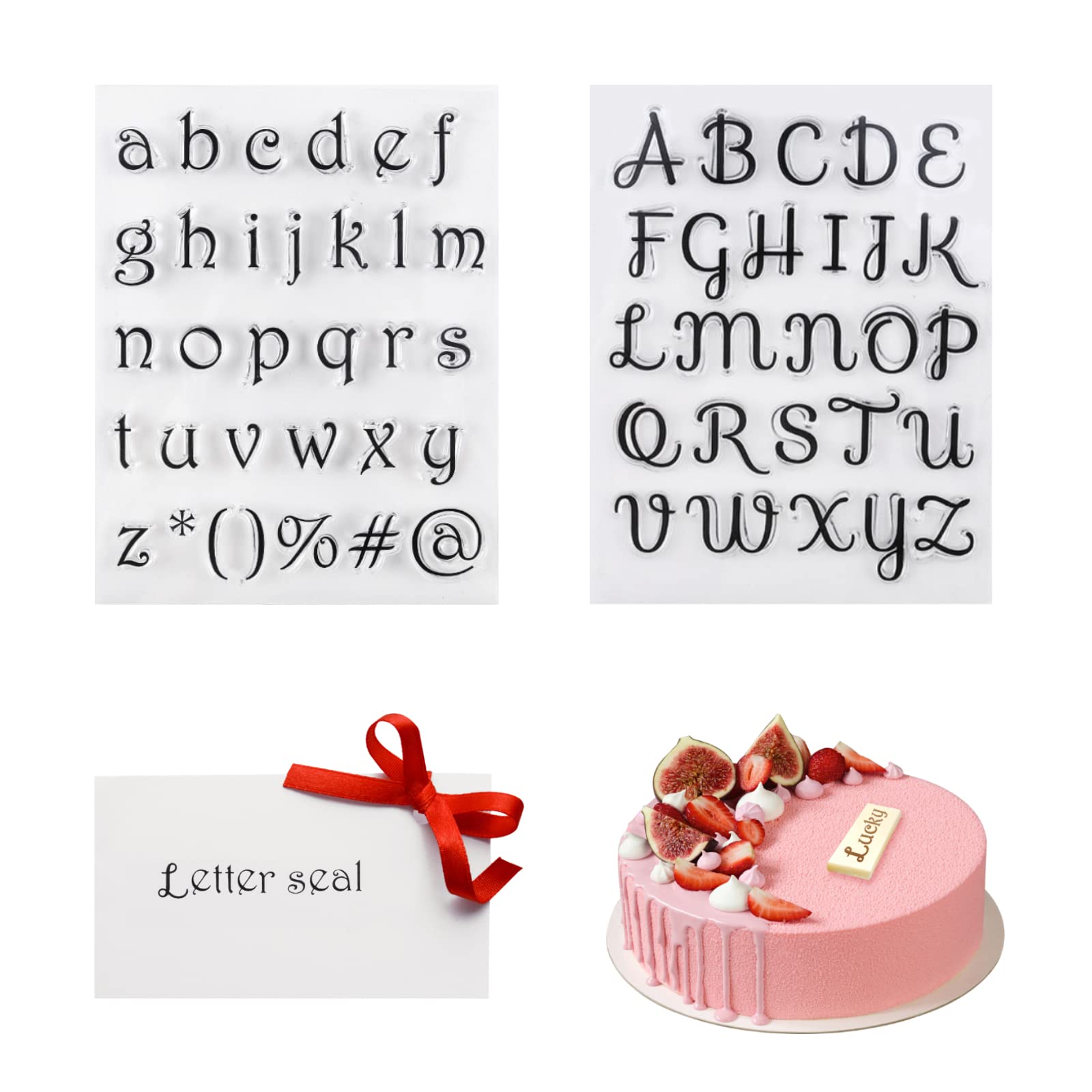 2-Piece Clear Alphabet Letter Stamp Set A-Z for Crafting, Card Making, Cake Decorating - Transparent Rubber Stamps for Scrapbooking, DIY Cards & Embossing Projects | Perfect for Wedding Invitations, Gift Tags & Home Decor