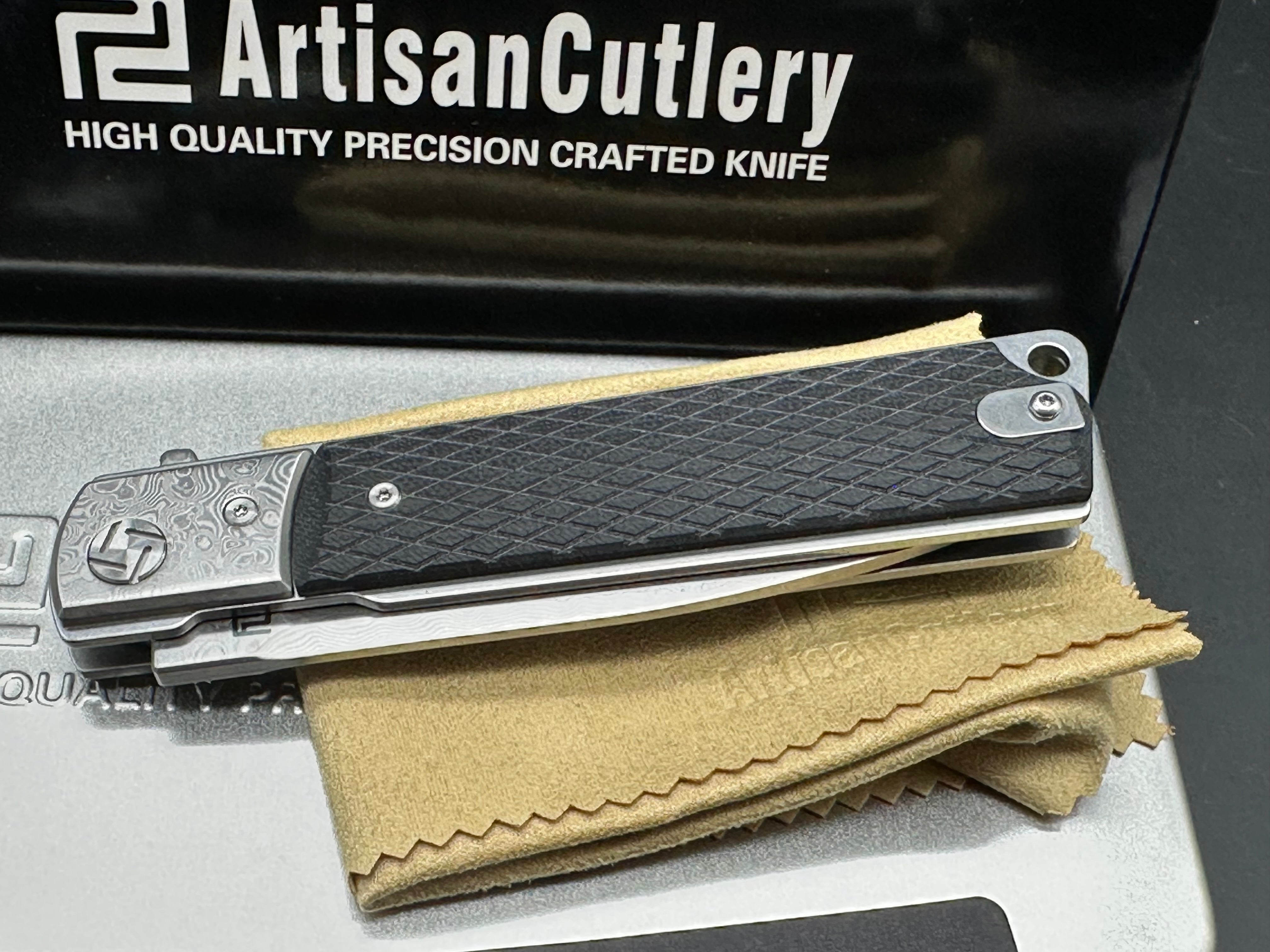 Artisan Cutlery Classic Model 1802GD Damascus Steel Knife with G10 Handle - Perfect for Camping, Hunting & Outdoor Adventures