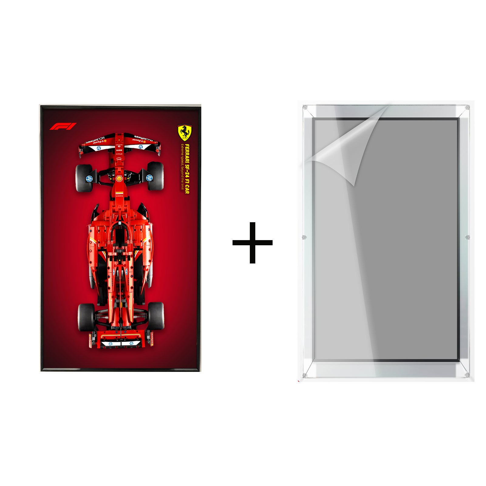 LEGO Technic Ferrari SF 24 42207 Wall Display Frame - Premium Showcase for LEGO Car Models - Perfect for Home Decor, Office Display & Collector's Showcase