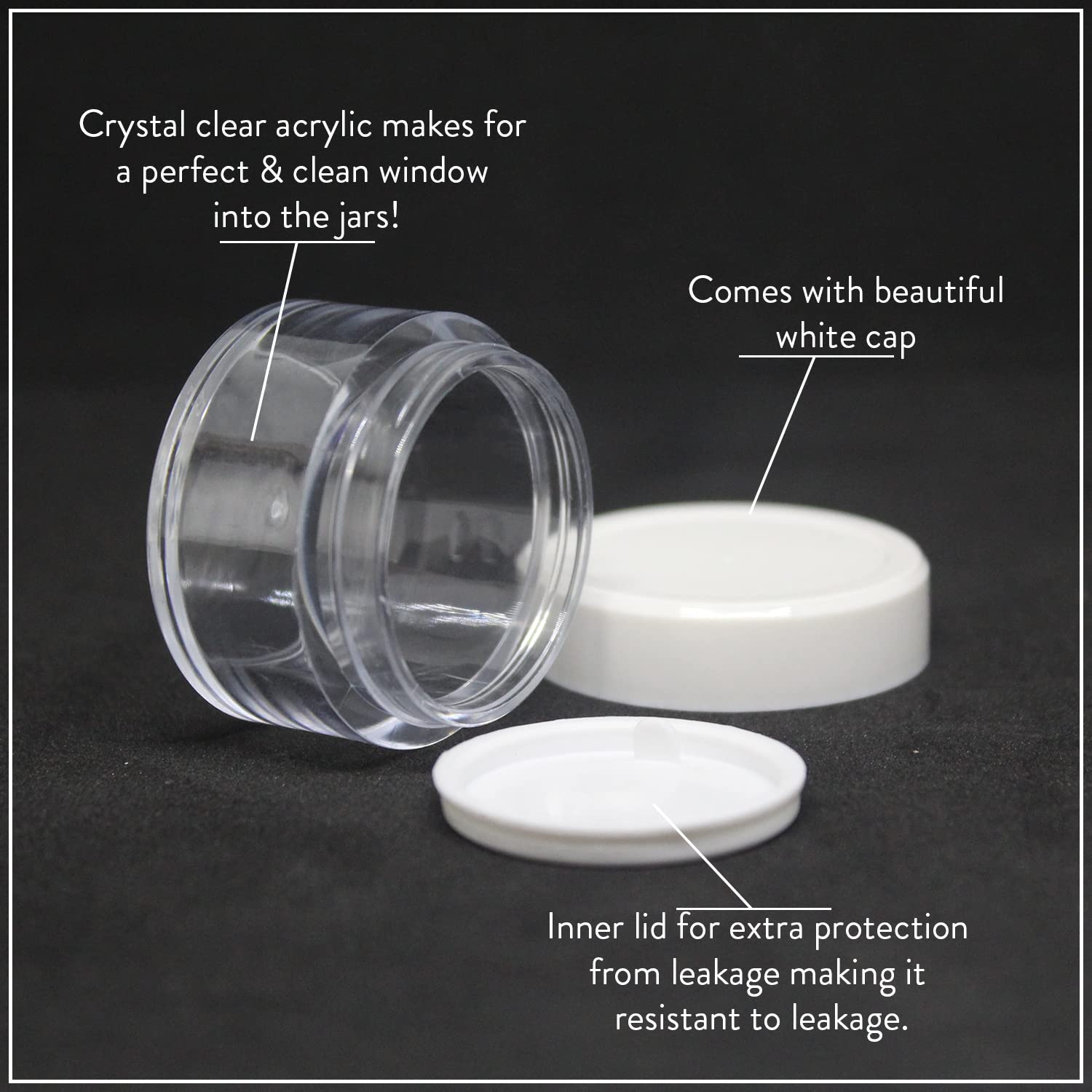 NSB Herbals 12-Pack 15g Clear Acrylic Cosmetic Jars with White Leakproof Lids - Perfect for Lip Balm, Lip Scrub, Body Butter, Eyeshadow & DIY Makeup Storage | Travel-Friendly Beauty Containers for Home & Salon Use