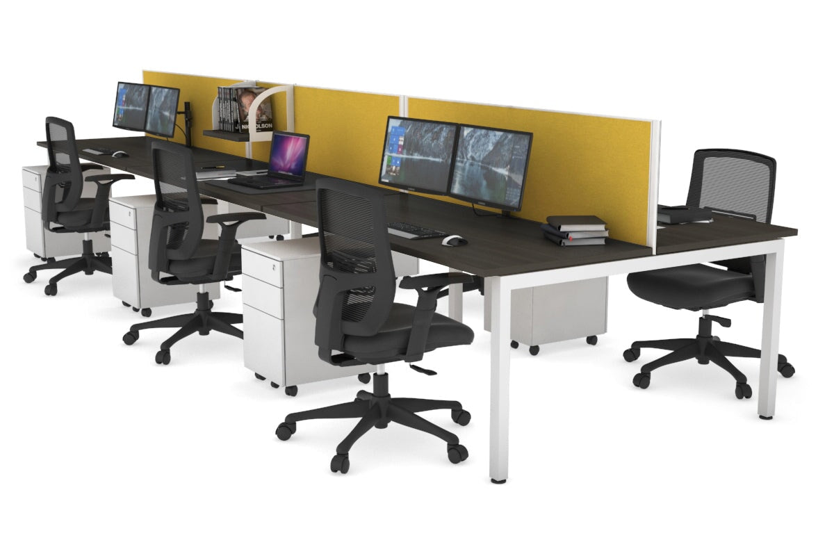 Quadro Square Legs 6-Person Office Workstation Desk [1600L x 700W] - Perfect for Team Collaboration & Open Office Spaces