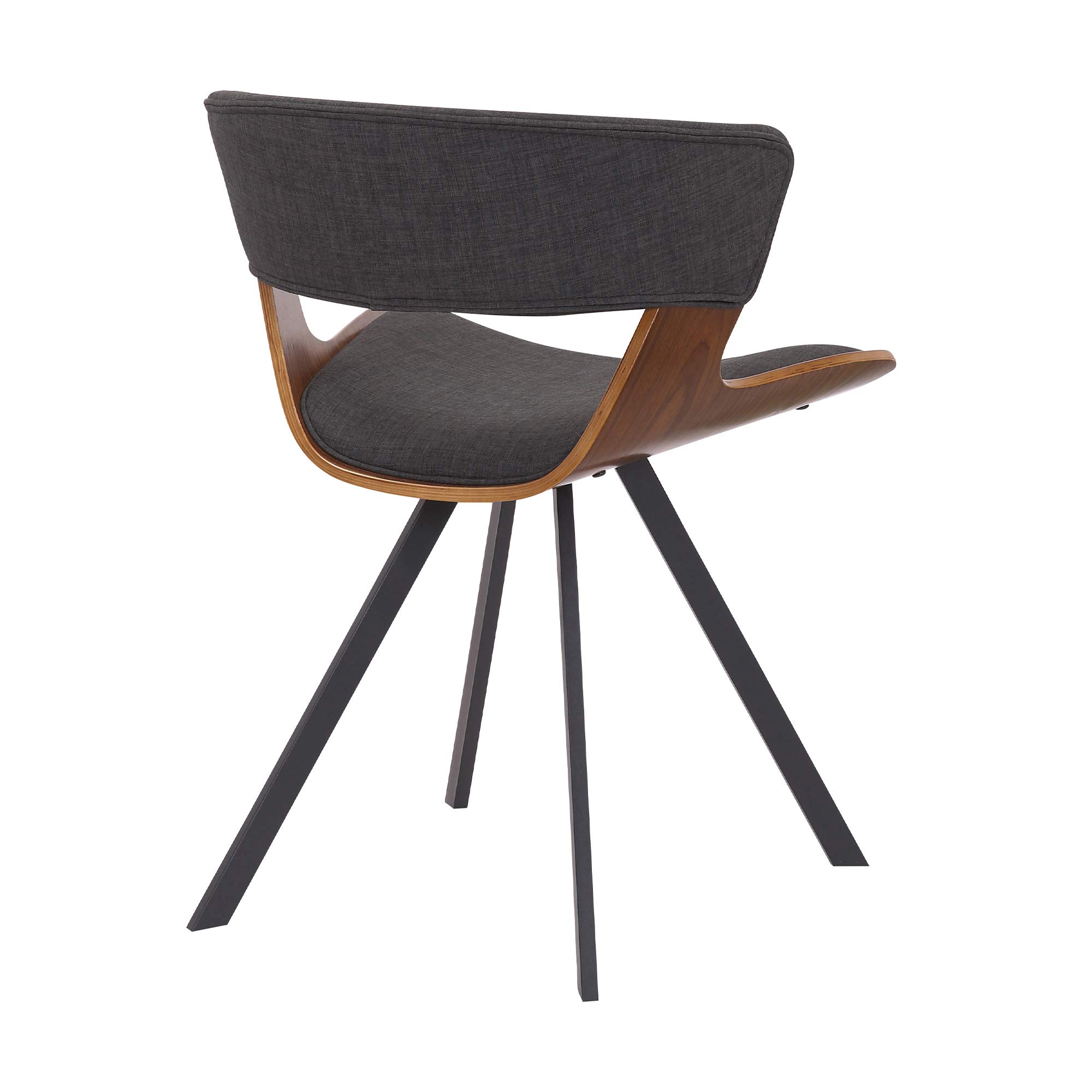 Benjara 18 Inch Curved Padded Dining Chair with Angled Legs - Brown & Black Upholstered Seat - Comfortable Modern Kitchen & Dining Room Furniture for Home Decor