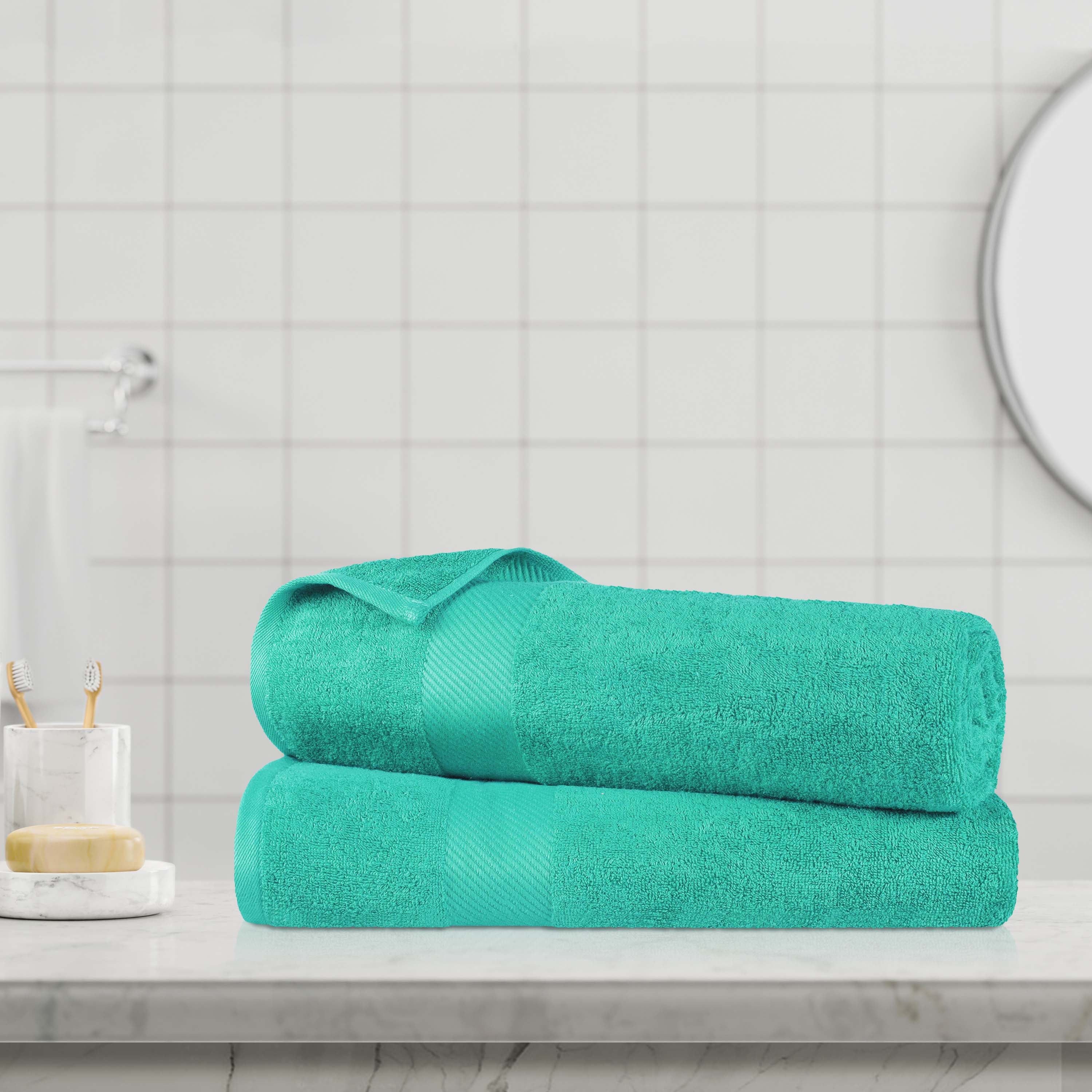 Premium Egyptian Cotton 2-Piece Bath Sheet Set with Luxury Dobby Border - Ultra Soft & Absorbent Towels for Spa, Hotel & Home Bathroom Luxury