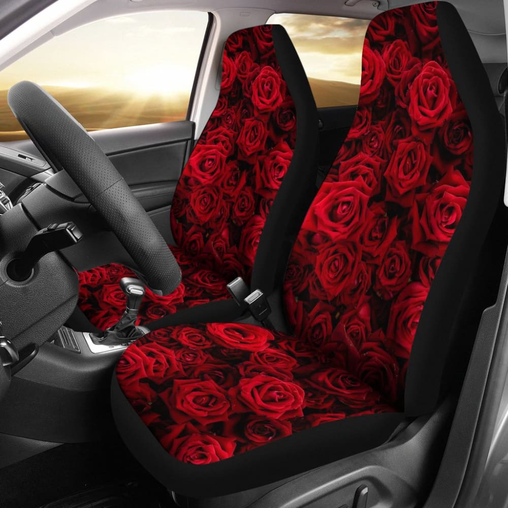 Premium Rose Car Seat Covers - Waterproof & Universal Fit for Cars, SUVs, Trucks - Romantic Floral Design for Valentine's Gift & Home Decor