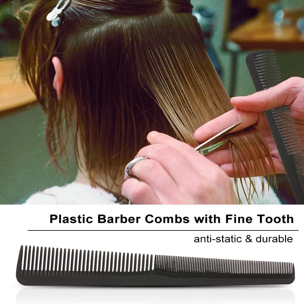 ZAUKY Professional Barber Comb - Black Carbon Fiber Fine Tooth Hair Cutting Comb with Hair Dye Brush | Styling, Coloring & Haircut Tools for Salon & Home Use