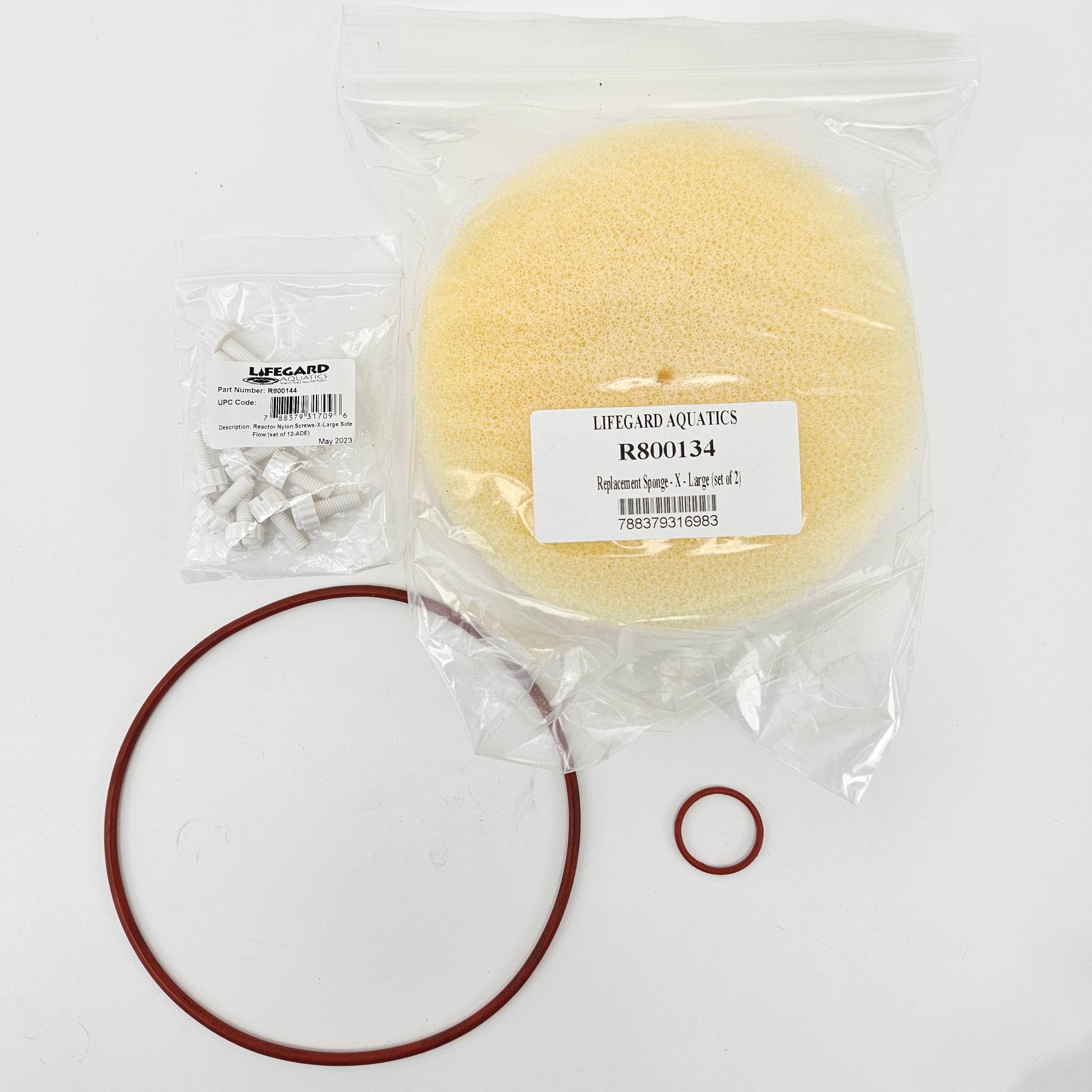 Replacement Sponges, Nylon Screws & O-Ring Kit for R800129 Side Flow Reactor - Aquarium Filter Media & Maintenance Accessories for Fish Tank Cleaning