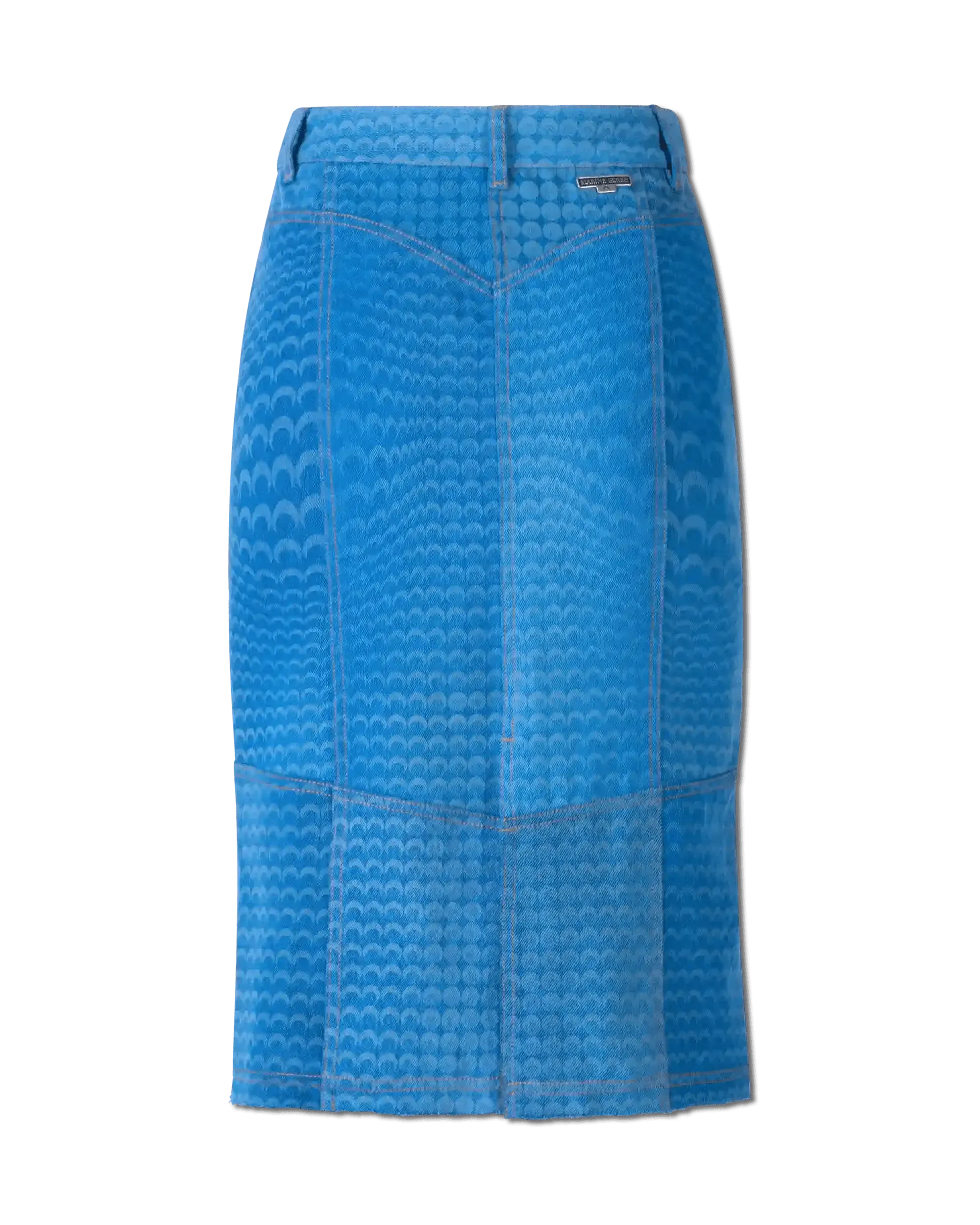 Regenerated Denim Moonfish Skin Skirt - Women's High Waisted A-Line Denim Skirt for Casual Wear & Street Style Outfits