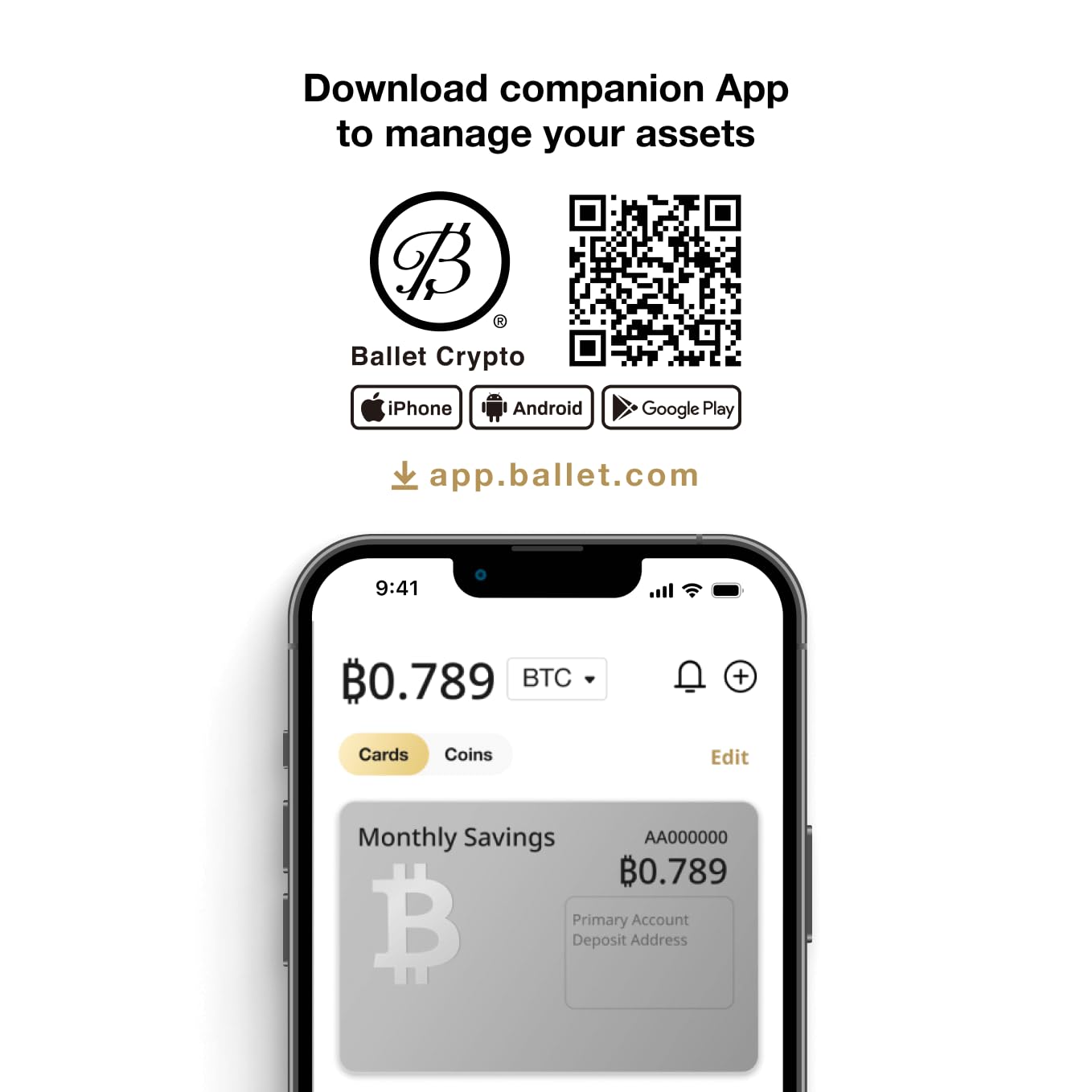 Ballet 3-Pack Gift Set - Real Bitcoin Cold Storage Card | Secure Cryptocurrency Hardware Wallet with Multi-Currency & NFT Support | Perfect for Crypto Investors & Digital Asset Protection