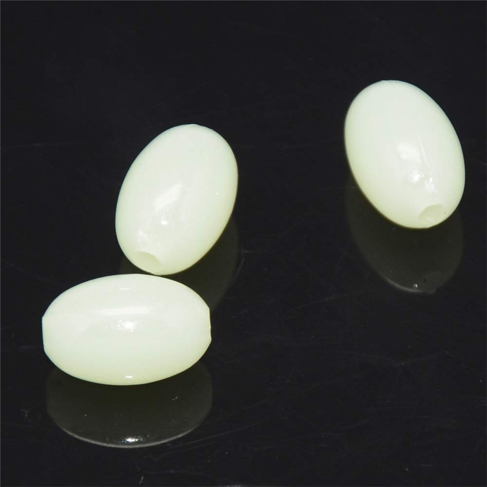 200pcs Glow in the Dark Oval Fishing Lure Beads - Premium Hard Luminous Pearls for Saltwater & Freshwater Fishing Bait Accessories - Perfect for Night Fishing, Deep Sea Angling, and DIY Tackle Making