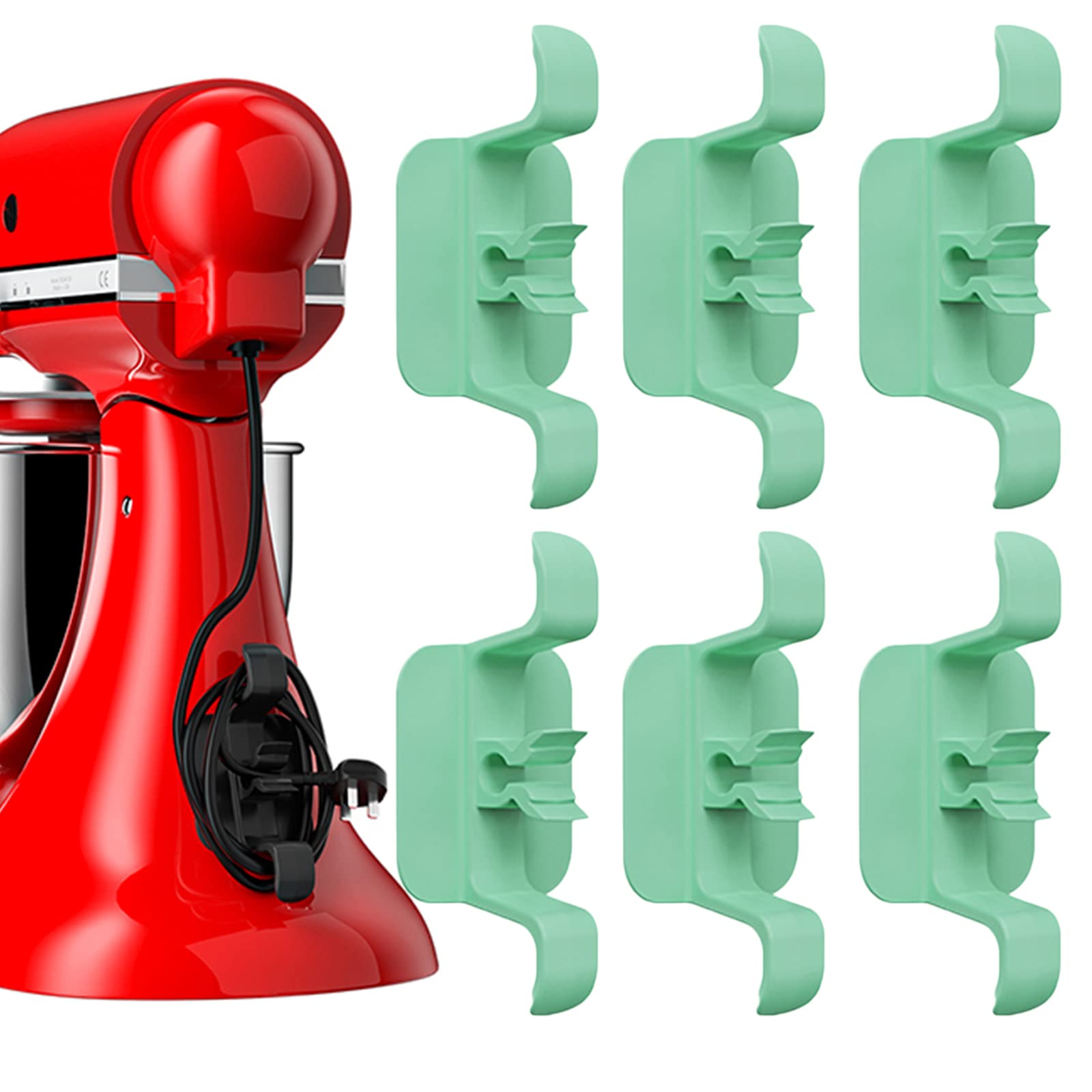 6Pcs Cord Holder for Kitchen Appliances - Shark Cord Organizer with Plug Holder for Blenders, Coffee Makers, Air Fryers | Small Home Appliance Cable Management Solution (Cyan) - Perfect for Clutter-Free Countertops & Organized Kitchen Spaces