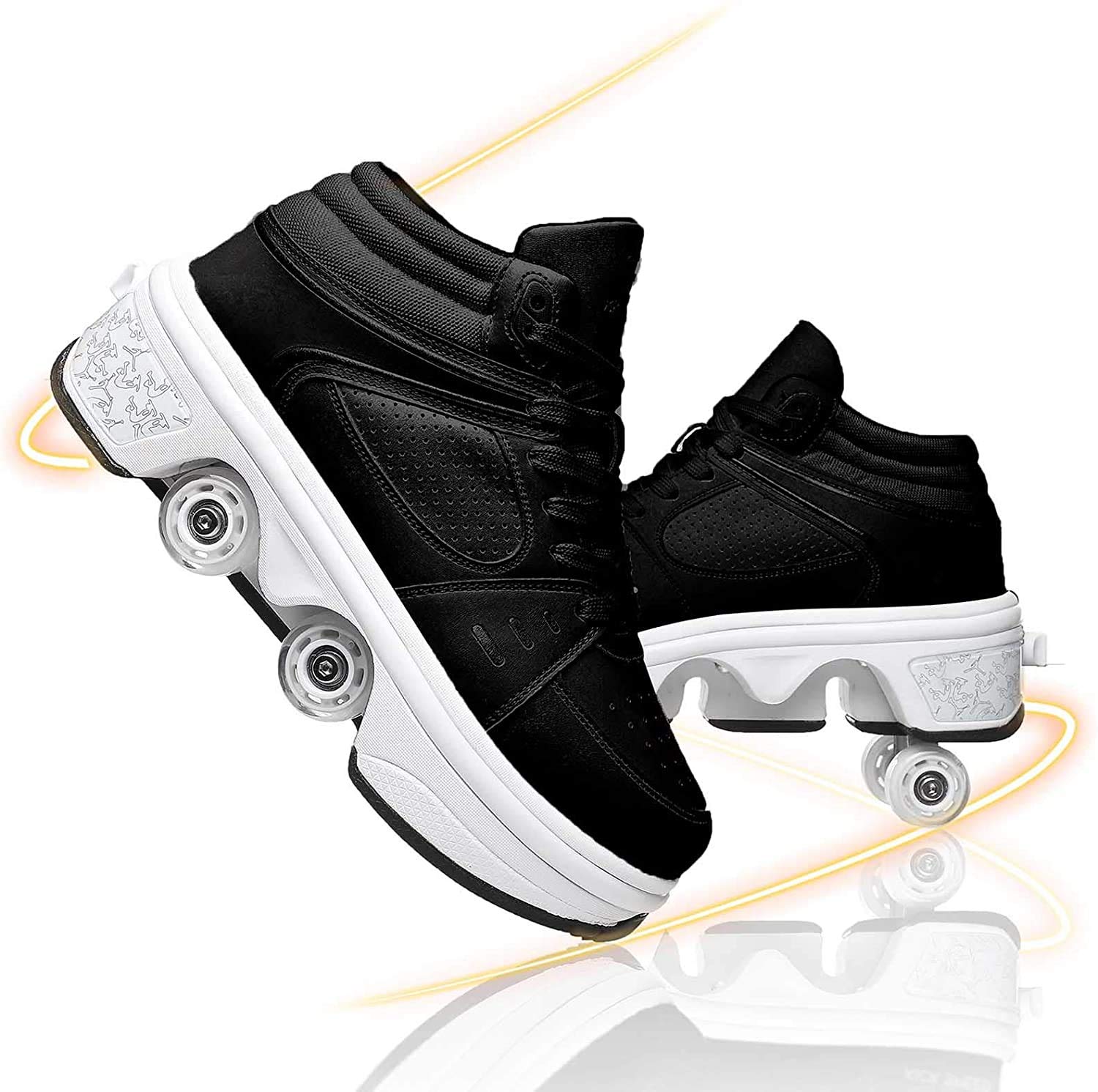 2 in 1 Adjustable Kids Roller Skates with Hidden Wheels - Convertible Quad Skate Shoes for Boys & Girls | Safe Outdoor Sports & Indoor Play | Perfect for Birthday Gifts, Park Skating & Family Activities