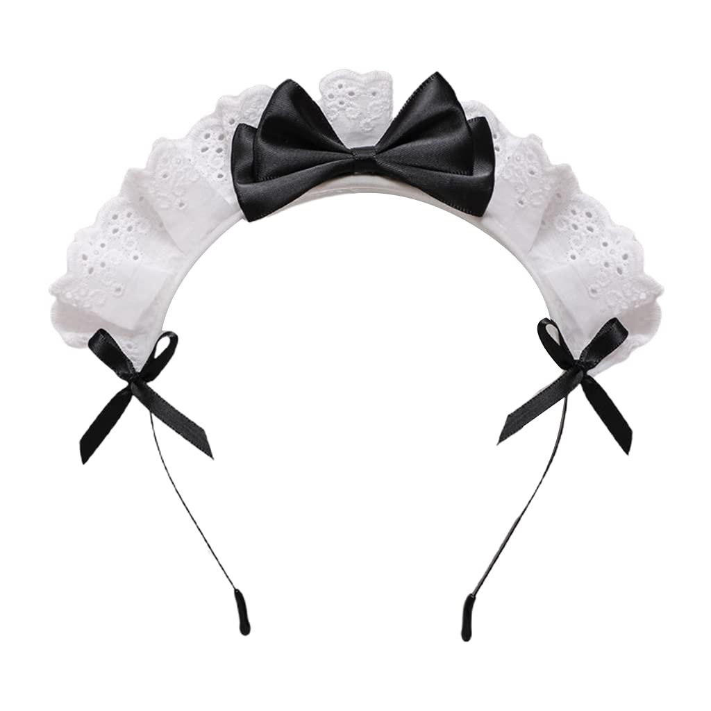 Lolita Headband for Women - Elegant Lace Bow Hair Band for Black Women & Girls, Anime Cosplay, Maid Costume Accessories, Cute Hair Ribbon for Parties & Fashion - Perfect for Cosplay, Halloween, Themed Events & Daily Wear