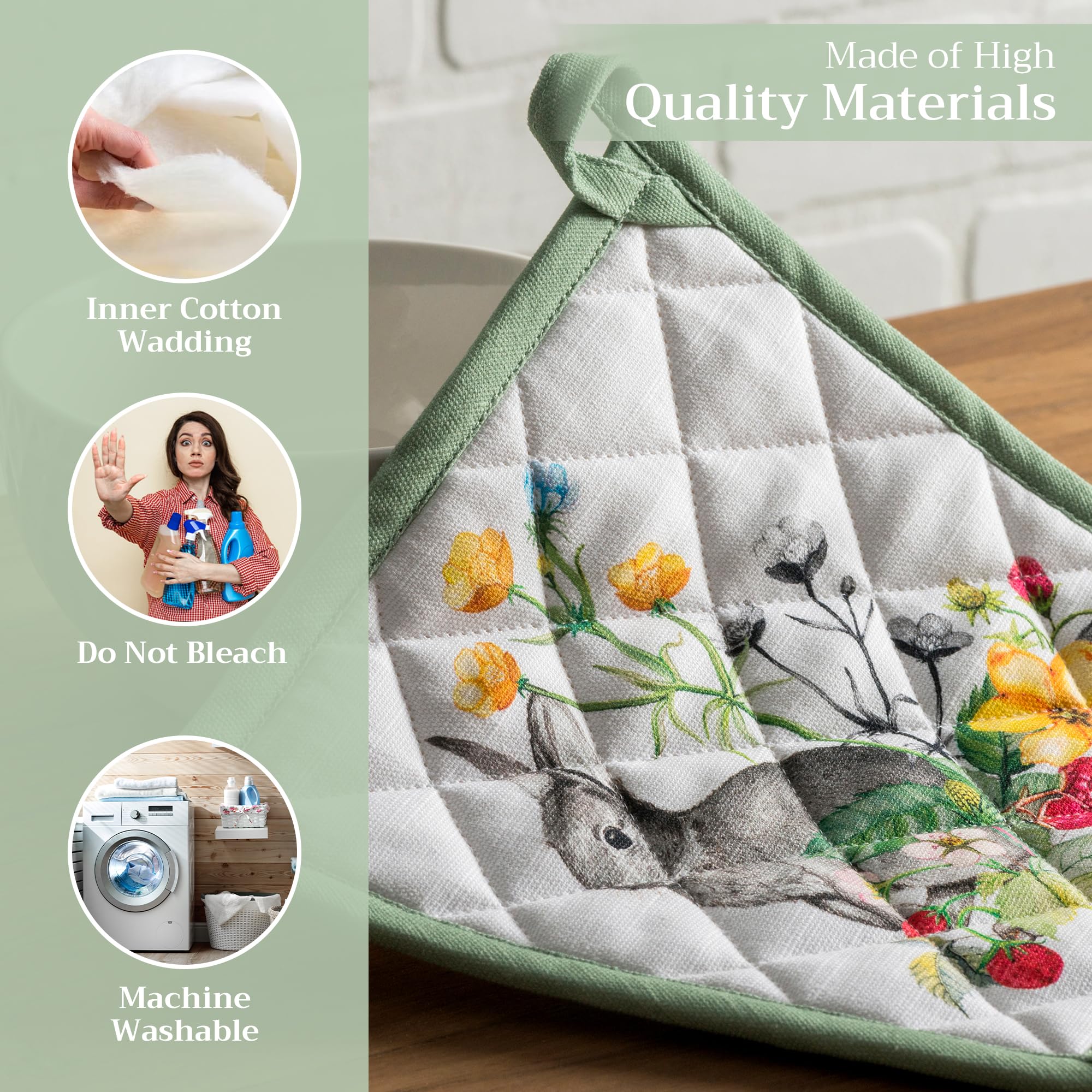 Maison d'Hermine 100% Cotton Heat Resistant Pot Holders Set of 2 - 8
