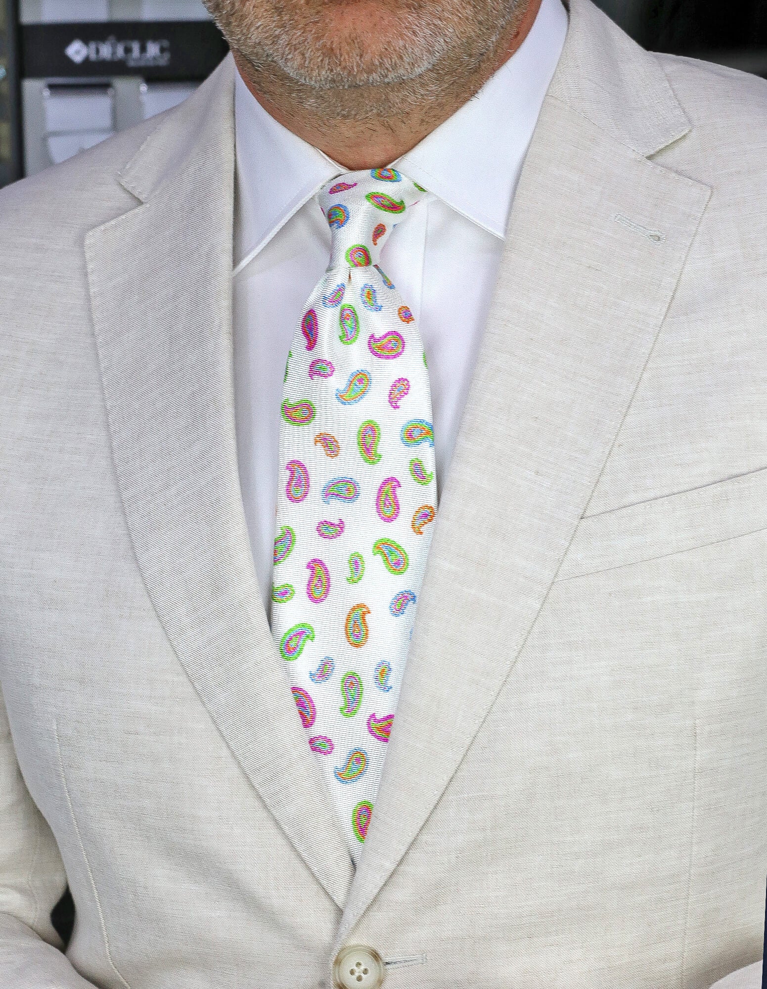 CANTINI Varenna Paisley Tie - Stylish Green Silk Necktie for Men | Perfect for Weddings, Business Meetings & Formal Events