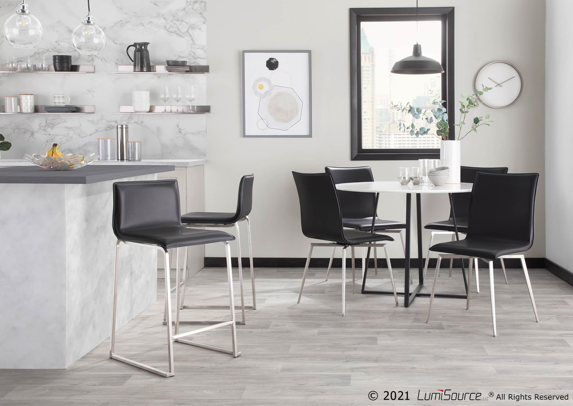 LumiSource Mason Upholstered Dining Chairs Set of 2 - Modern Kitchen & Dining Room Chairs with Comfortable Fabric Seat - Perfect for Small Spaces, Breakfast Nooks, and Contemporary Home Decor