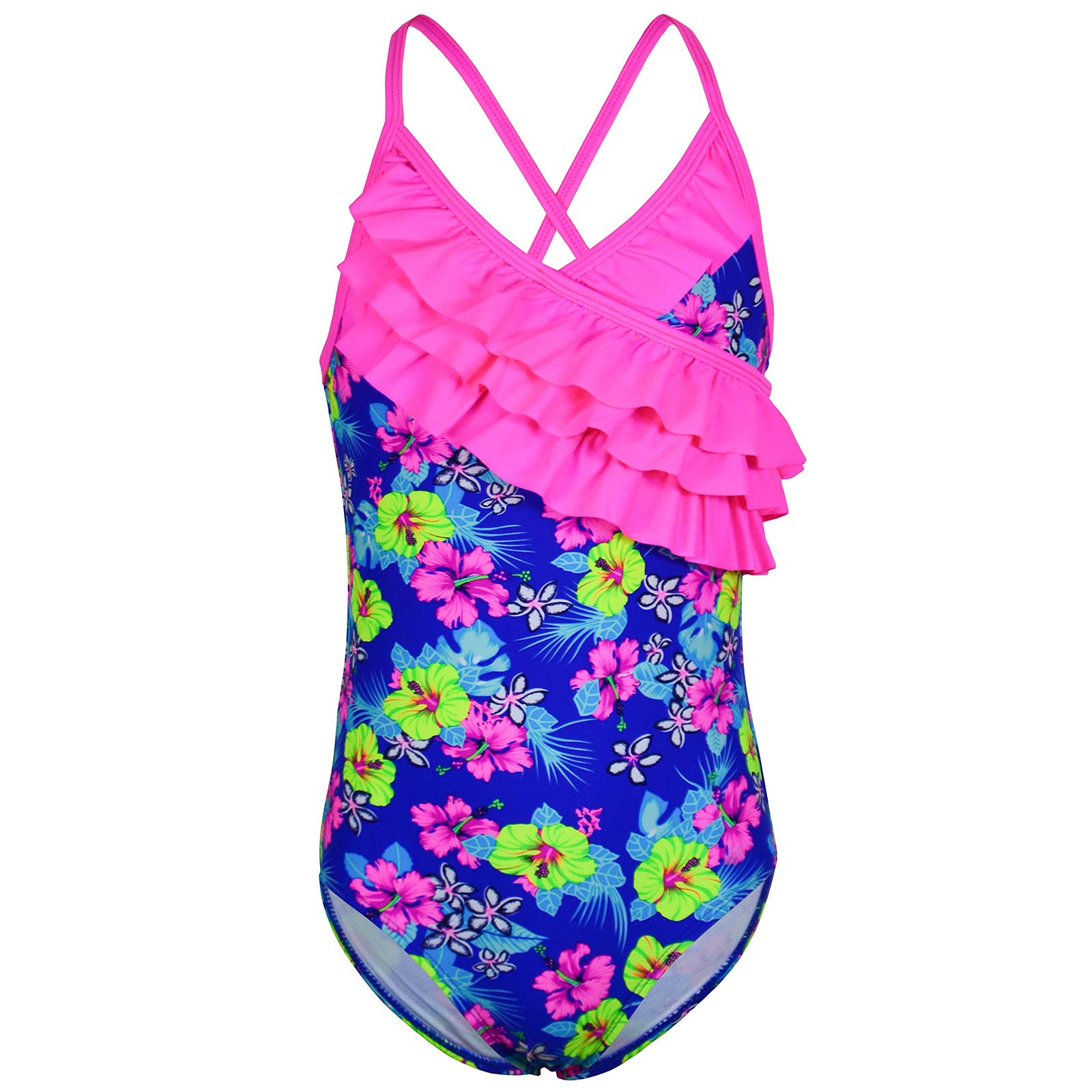 Kauego Girls One Piece Swimsuits - Hawaiian Ruffle Swimwear for Beach & Pool - Cute Bathing Suits for Toddler Girls Summer Vacation, Swimming Lessons & Family Beach Trips