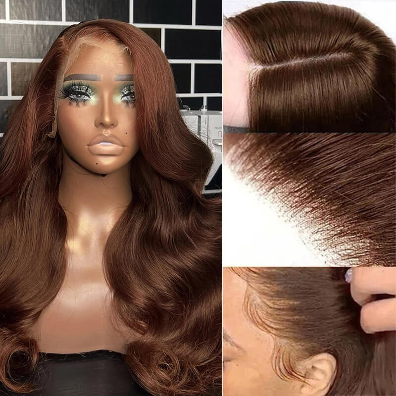 Eullair Perfect Chocolate Brown Lace Frontal Human Hair Wig - Natural Looking 13x4 HD Lace Wig for Black Women | TikTok Viral Hairpiece for Everyday Wear & Special Occasions