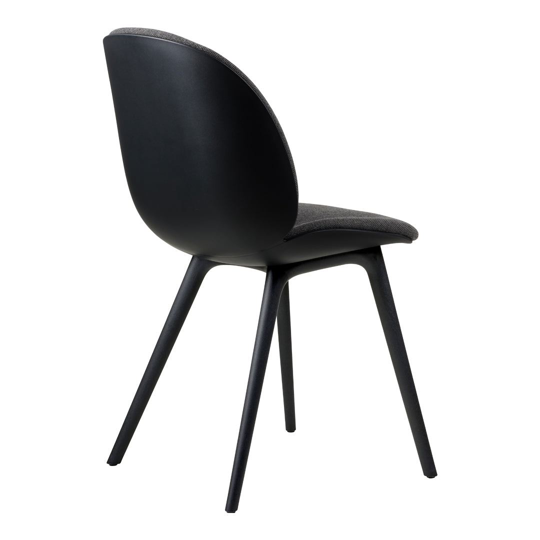 Modern Beetle Dining Chair with Front Upholstery & Sturdy Plastic Base - Monochrome Design for Kitchen, Dining Room, or Office Space