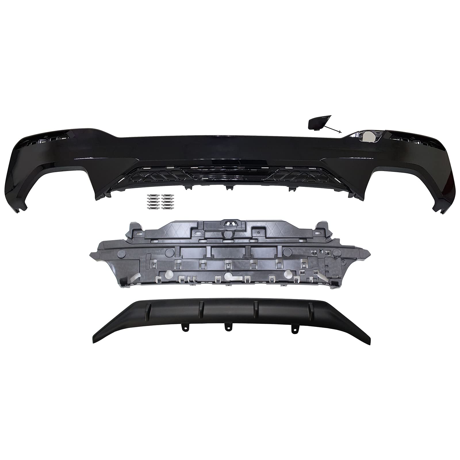 IKON MOTORSPORTS Rear Diffuser for 2021-2023 BMW 5 Series G30 G31 530 540 - MP Style Type 1 Unpainted Black Body Kit Replacement with Rear Bumper Lip | Enhances Aerodynamics & Sporty Look for Street Racing & Car Shows
