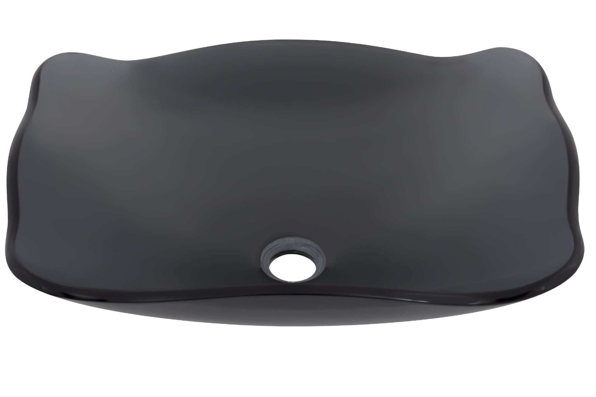 Miseno MNO-G713 20-Inch Oval Vessel Bathroom Sink - Tempered Glass with Oil Rubbed Bronze Drain - Perfect for Modern Vanities & Powder Rooms