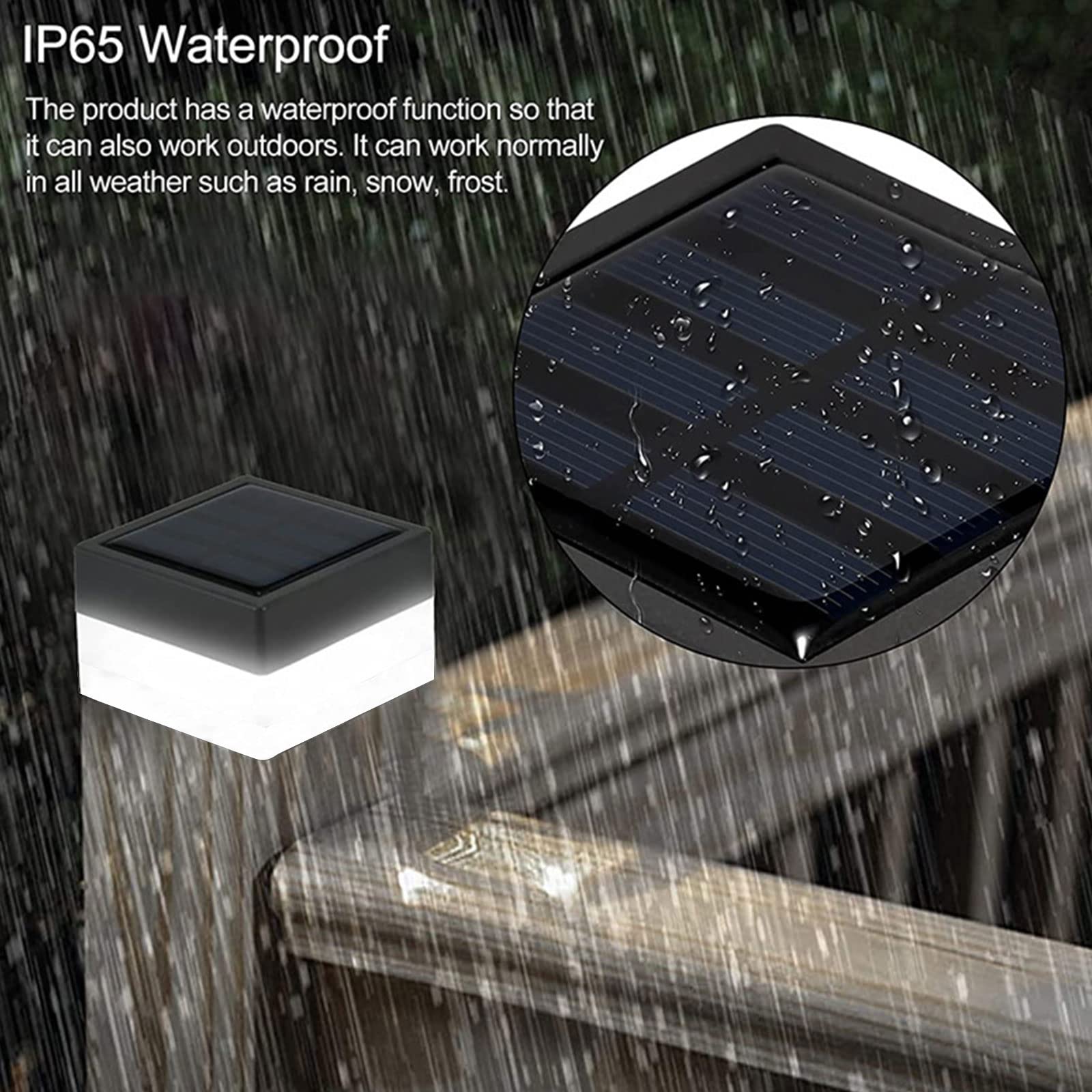 4 Pack Solar LED Fence Post Caps - 6V 2W Cool White Solar Lights for Wrought Iron, Aluminum & Garden Fences (2×2 Inch) - Weatherproof Outdoor Lighting for Pathways, Driveways & Yard Decoration